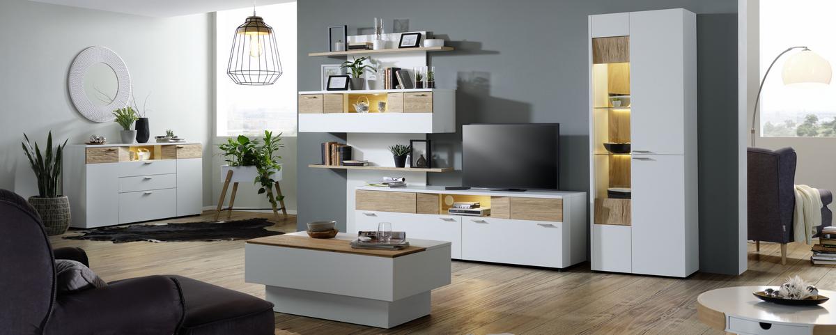 Wandpaneel in Weiß - Weiß, MODERN, Holzwerkstoff (150/204/25cm) - Premium Living