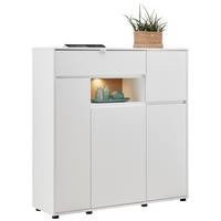 Highboard in Weiss/Eiche Artisan - Chromfarben/Weiss, Modern, Holzwerkstoff/Metall (123/126/38cm) - Mömax