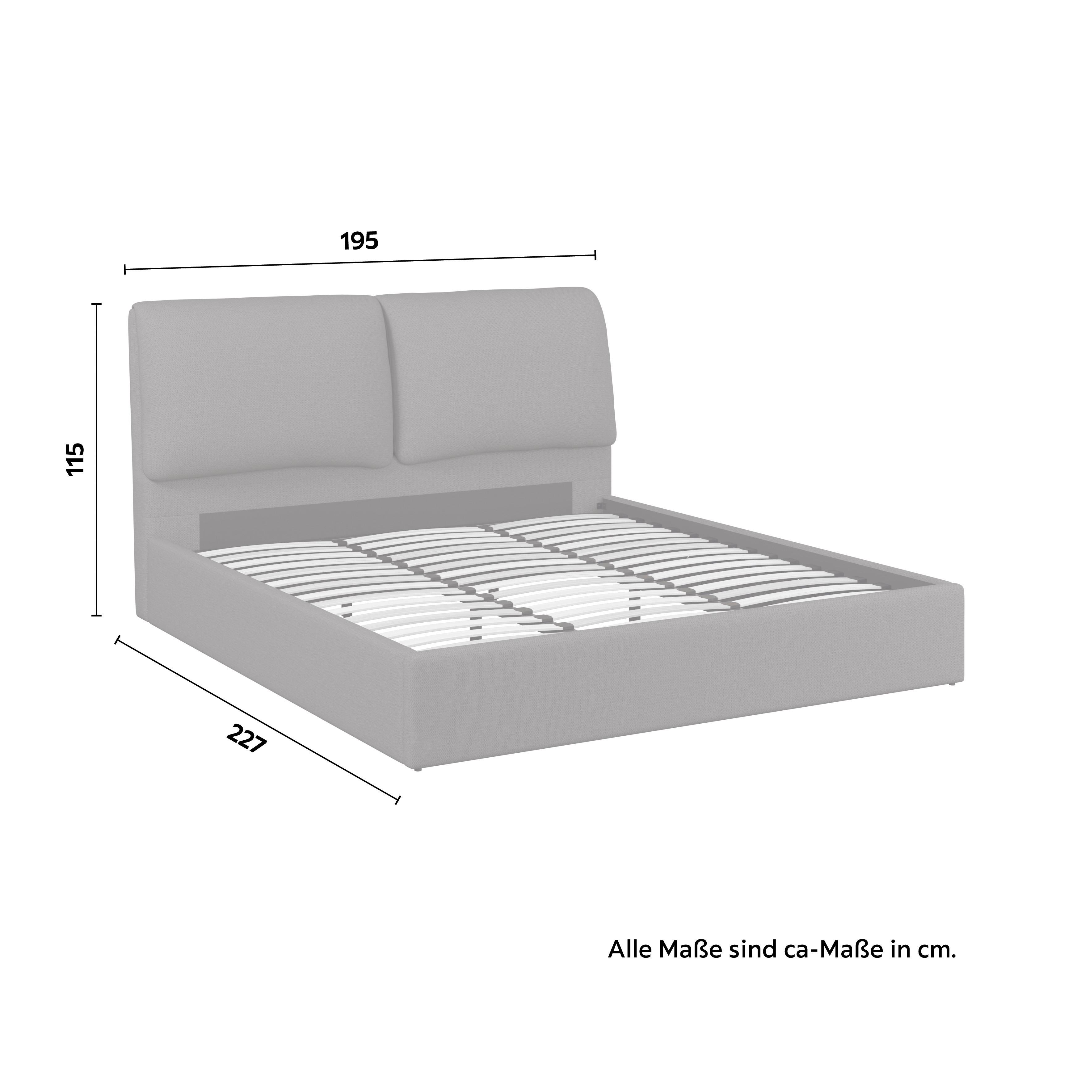 STOPPAD SÄNG PERLA - mörkgrå/svart, Modern, trä/textil (180/200cm) - Bessagi Home