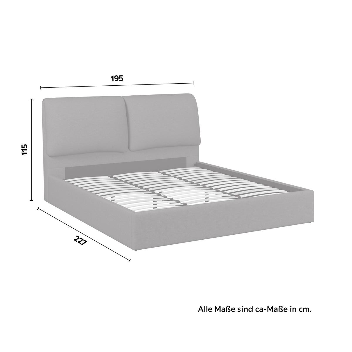 Polsterbett Perla Dunkelgrau ca. 180x200 cm - Dunkelgrau/Schwarz, MODERN, Holz/Kunststoff (180/200cm) - Bessagi Home