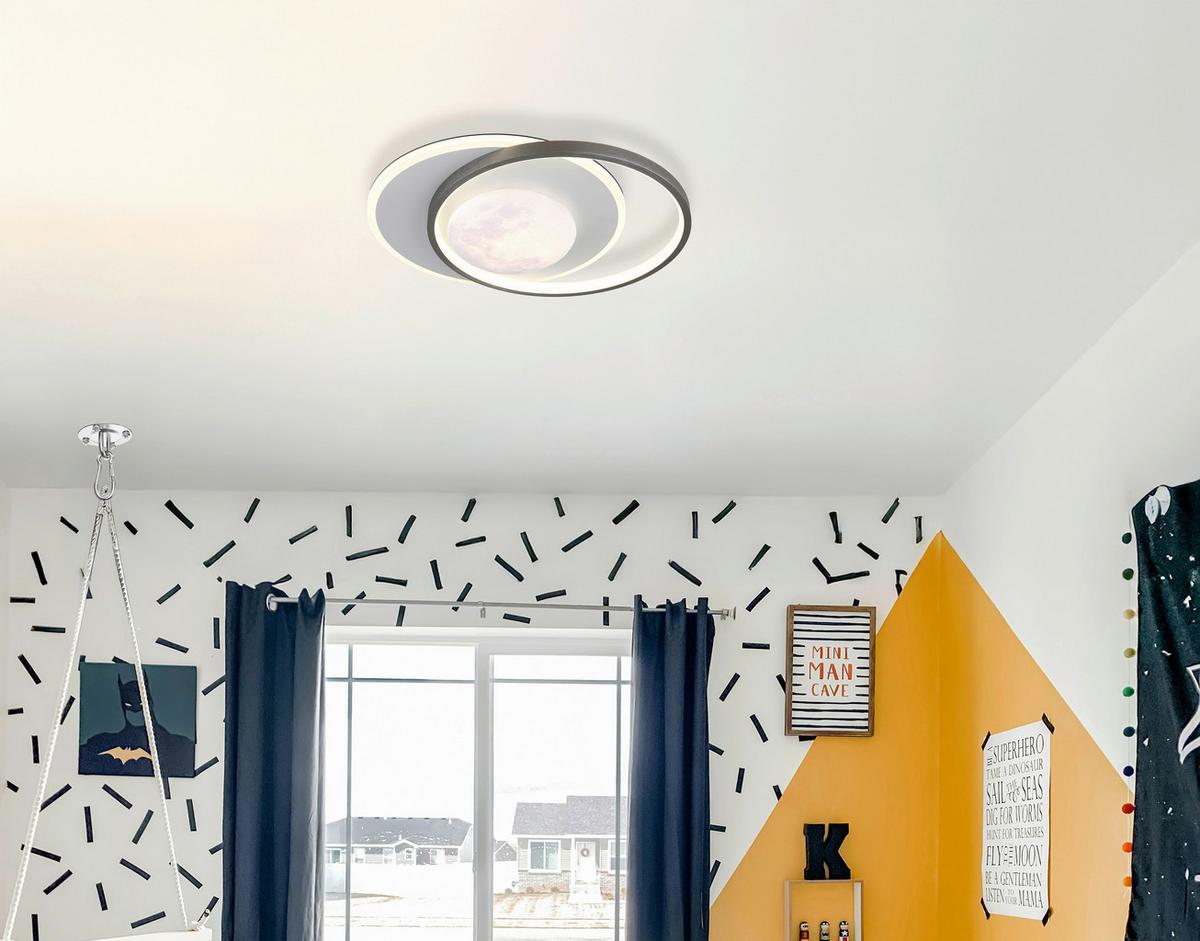 Led Stropna Svjetiljka Moon - bijela/siva, Design, metal/plastika (36,9/30/8,3cm) - Globo