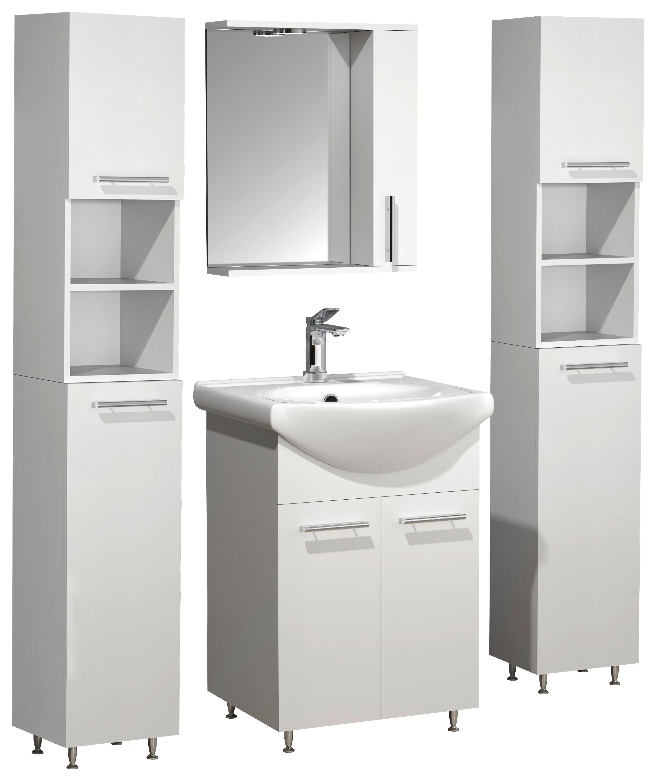 BADEZIMMER LISALO M - Weiss/Silberfarben, Modern, Glas/Keramik (110cm) - MID.YOU