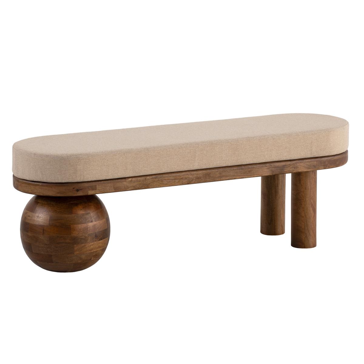 SITZBANK SITZBANK STOFF - Beige/Braun, Design, Holz/Textil (140/47/40cm) - Livetastic