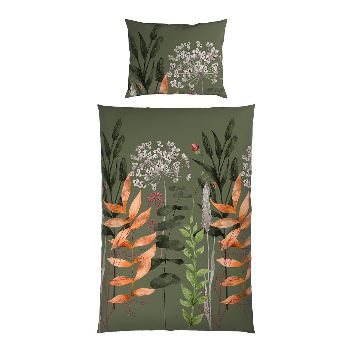 Lenjerie de pat Leavi, cca. 140x200/50x70 cm - verde, Modern, textil (140/200cm) - Mömax