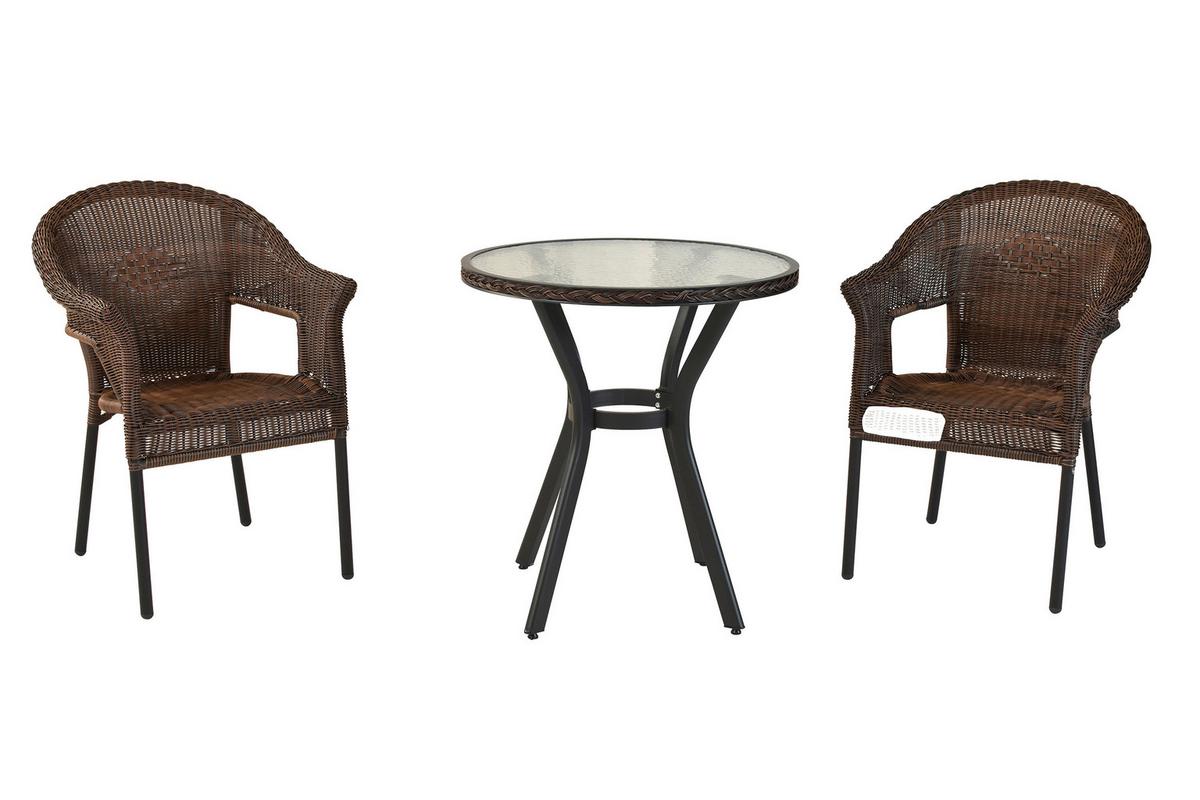 Vrtna Garnitura Ravenna, Temno Rjava, 3-Delna - temno rjava/barve grafita, Konvencionalno, kovina/umetna masa - Gardenson