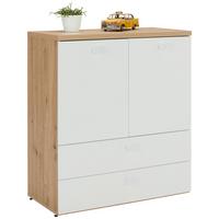 Komoda Lago - bijela/boje hrasta, Moderno, drvni materijal (90/100/45cm) - Premium Living