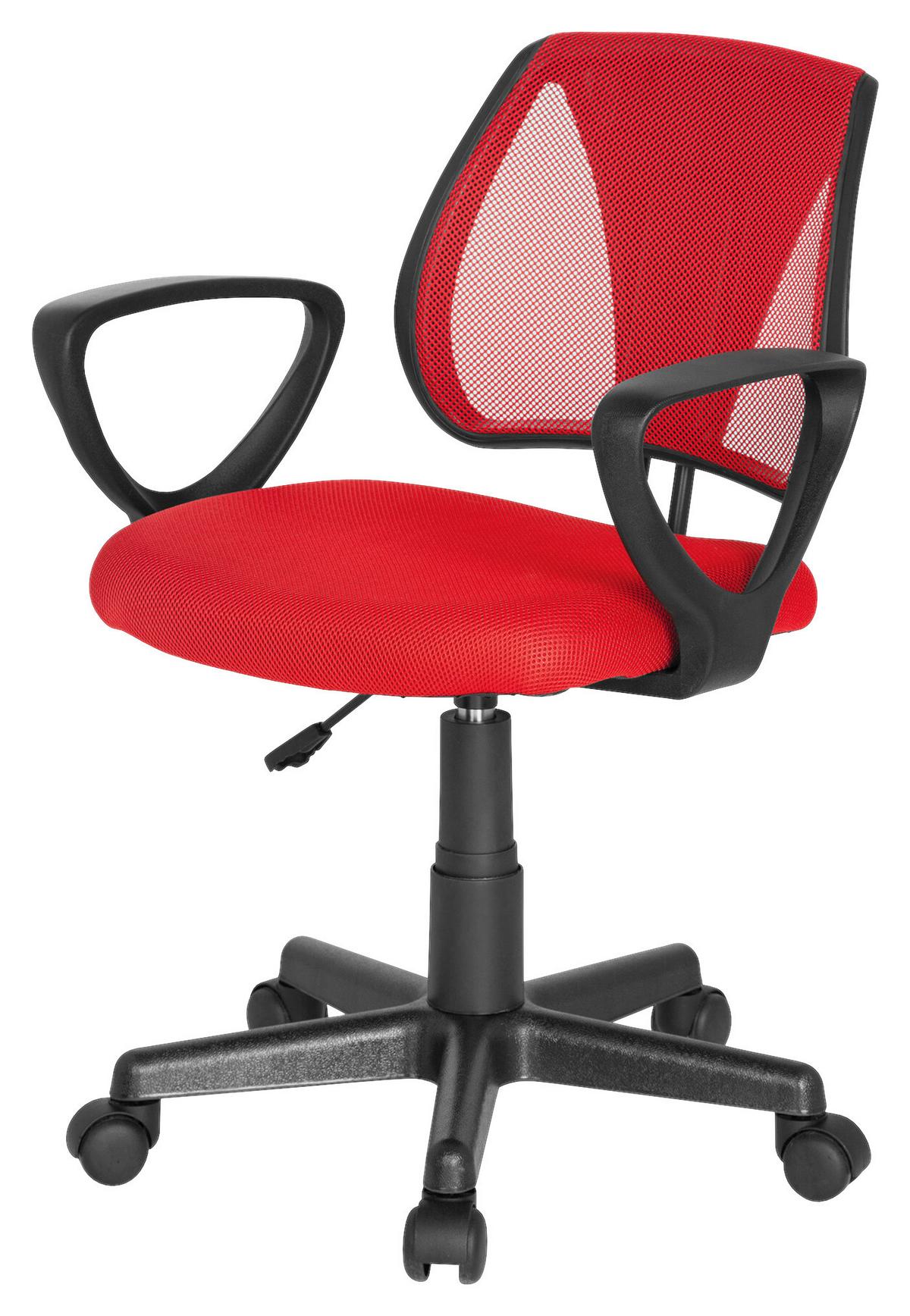 Jugenddrehstuhl Kiddy CD ca. 58x75-92x45 cm Rot - Rot/Schwarz, Basics, Kunststoff (58/75-92/45cm) - MID.YOU