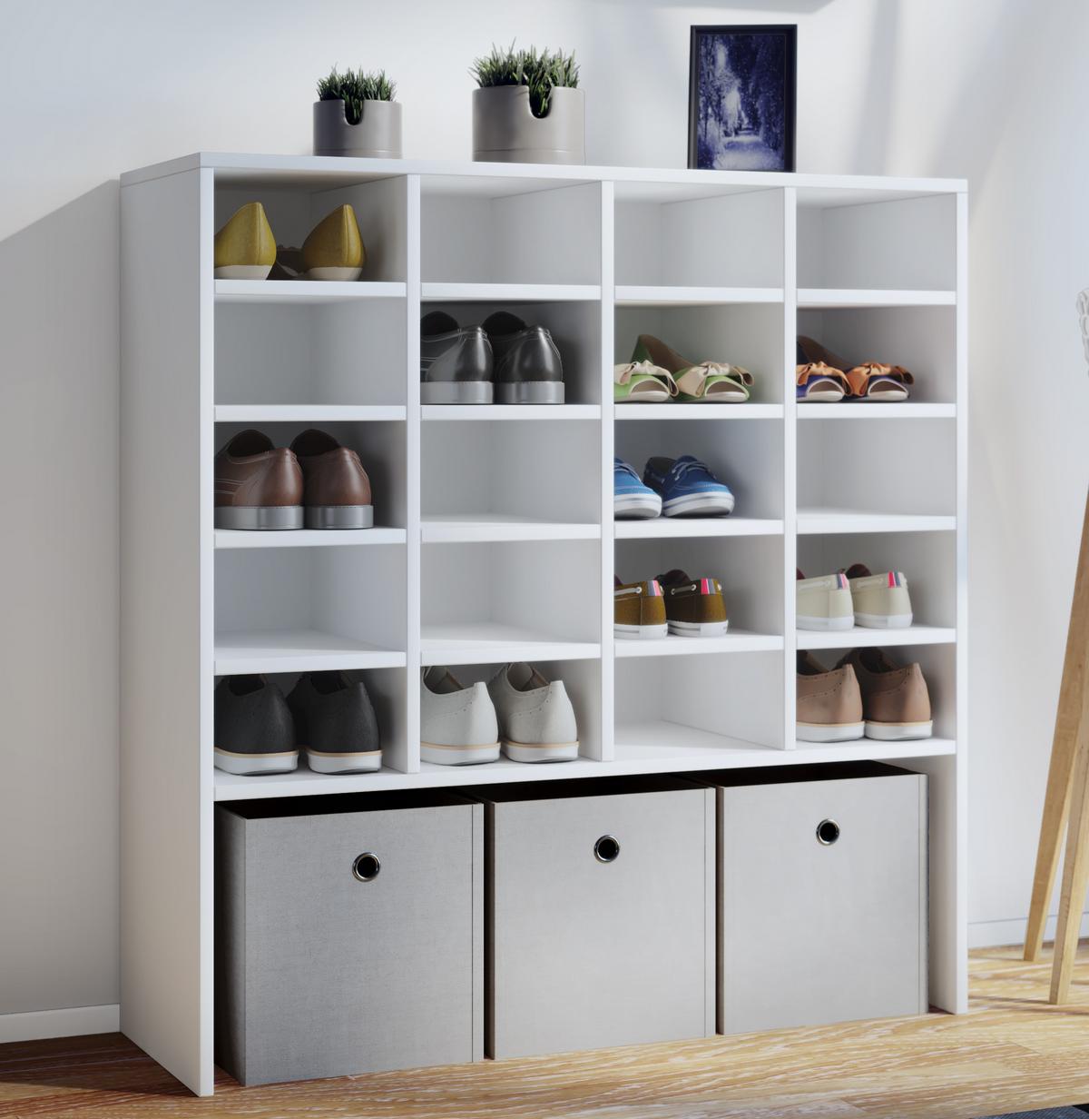 Schuhschrank Hinsol XL Weiß ca. 92x99x33 cm - Weiß, KONVENTIONELL, Holzwerkstoff (92/99/33cm) - MID.YOU
