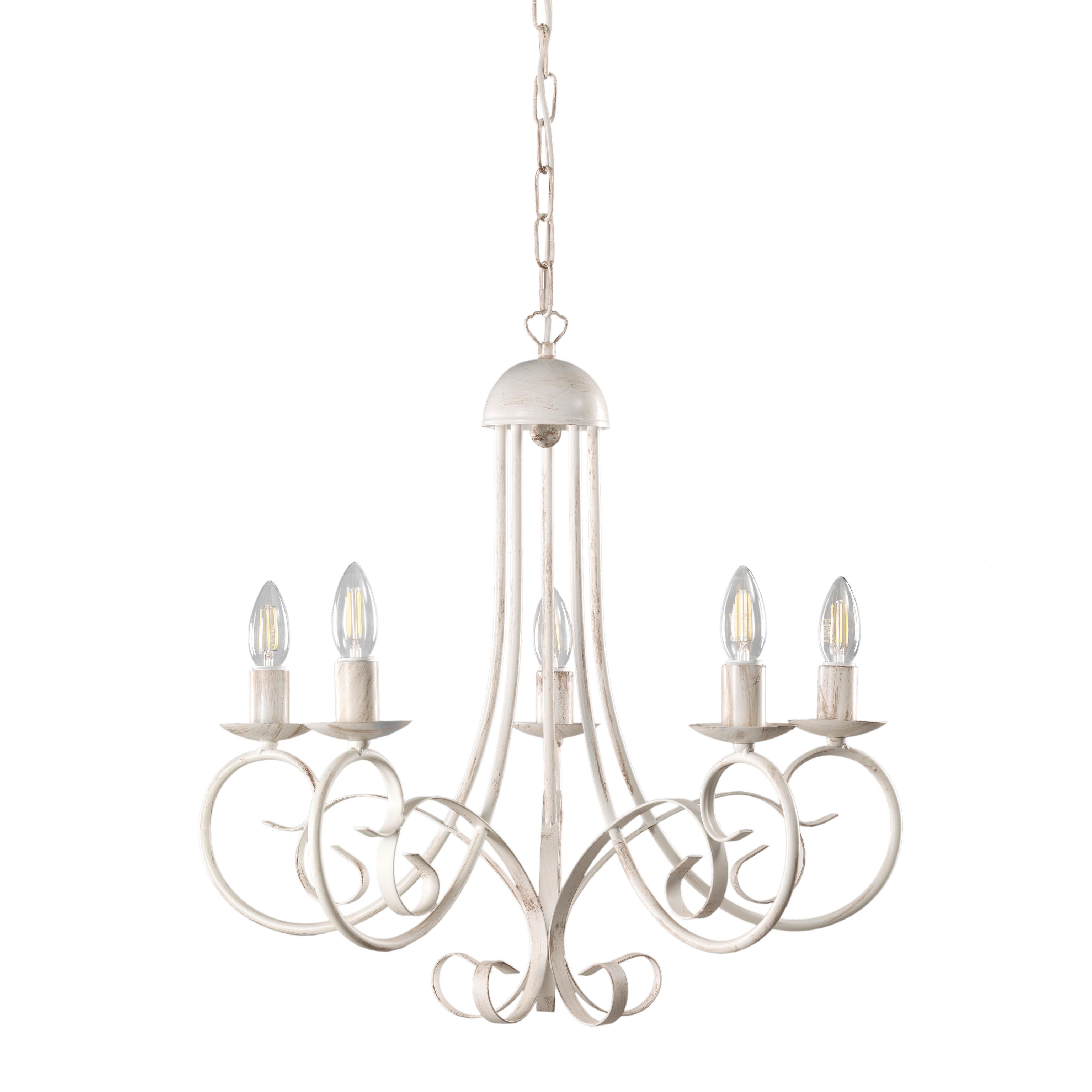 Kronleuchter Pompei Weiß max. 6 Watt - Weiß, KONVENTIONELL, Metall (60/110cm)