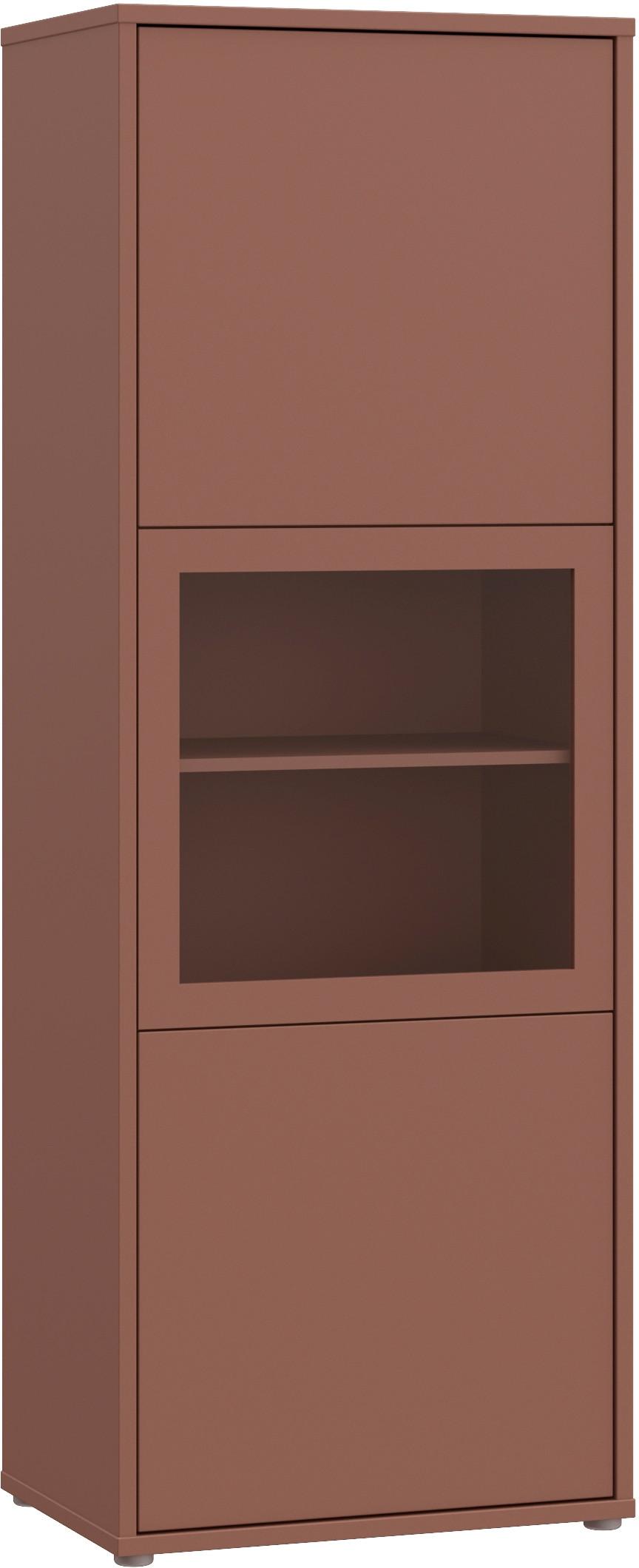 Vitrina Alice, Terakota - siva/peščene barve, Moderno, umetna masa/steklo (64,8/179,1/44cm) - Carryhome