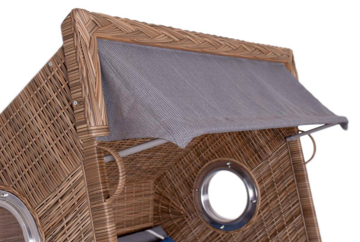 Strandkorb XL Sun Braun/Grau - Braun, KONVENTIONELL, Holz (130/160/80cm)