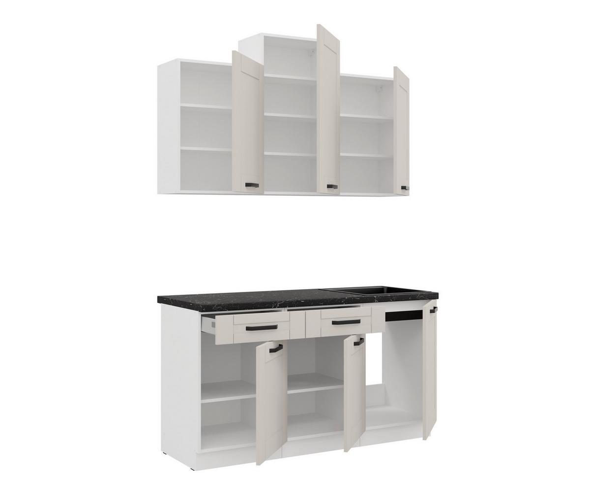 Blok Kuhinja Luna - bela/bež, Moderno, metal/pločasti materijal (150/218-236/60cm) - Modern Living