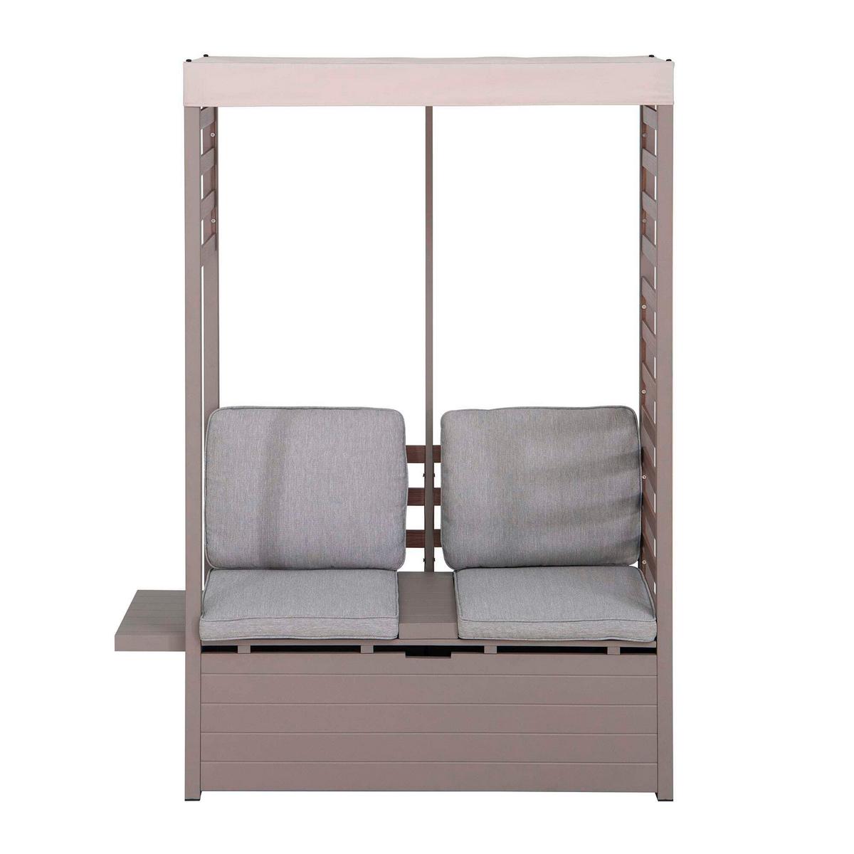 Loungegarnitur Gartensofa Faro Grau/Beige - Beige/Grau, Basics, Textil/Metall (146/191/56,5cm) - Modante