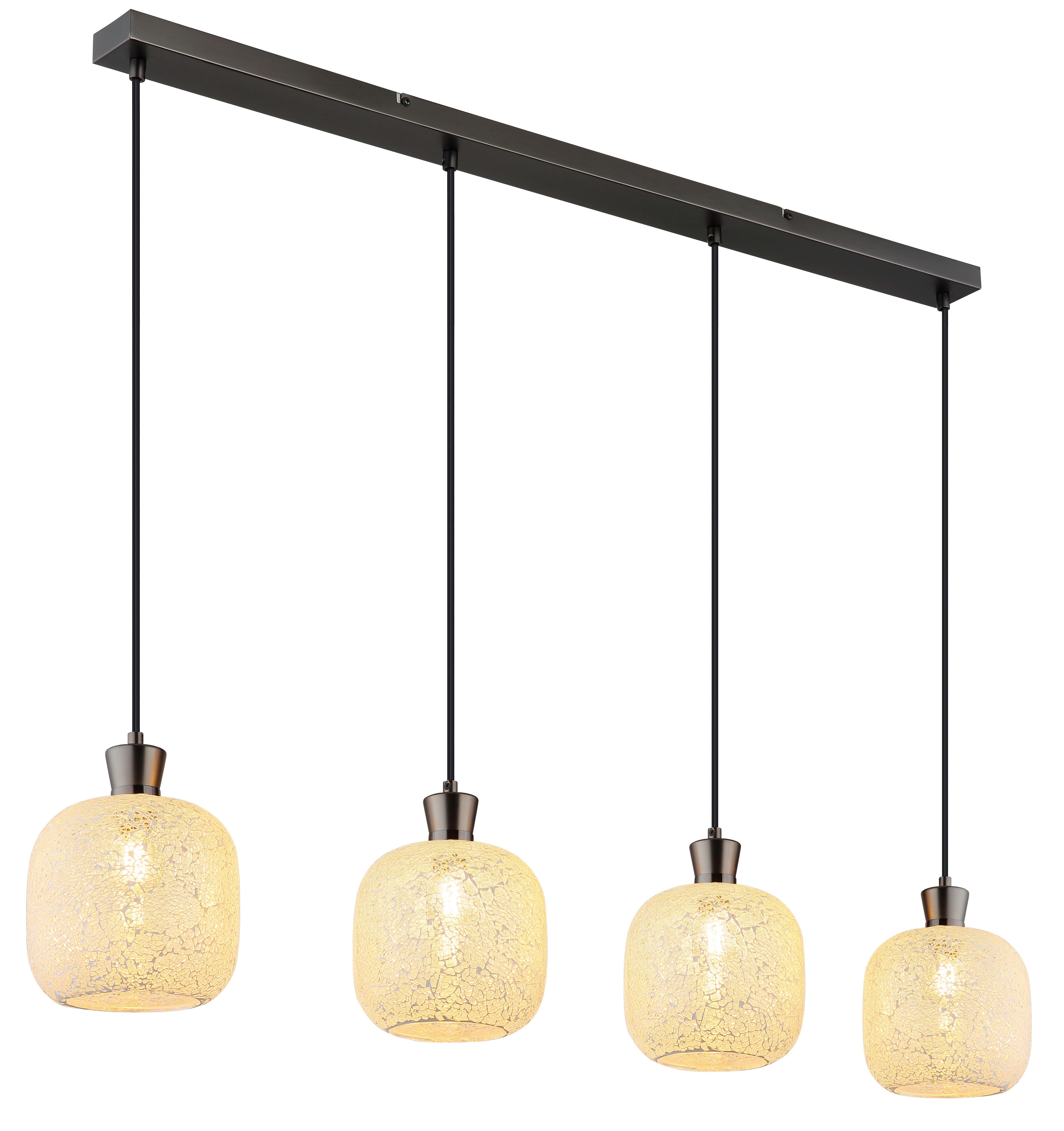 Viseća Svjetiljka Brokana - crni krom/prozirno, Design, staklo/metal (106/16/120cm) - Globo