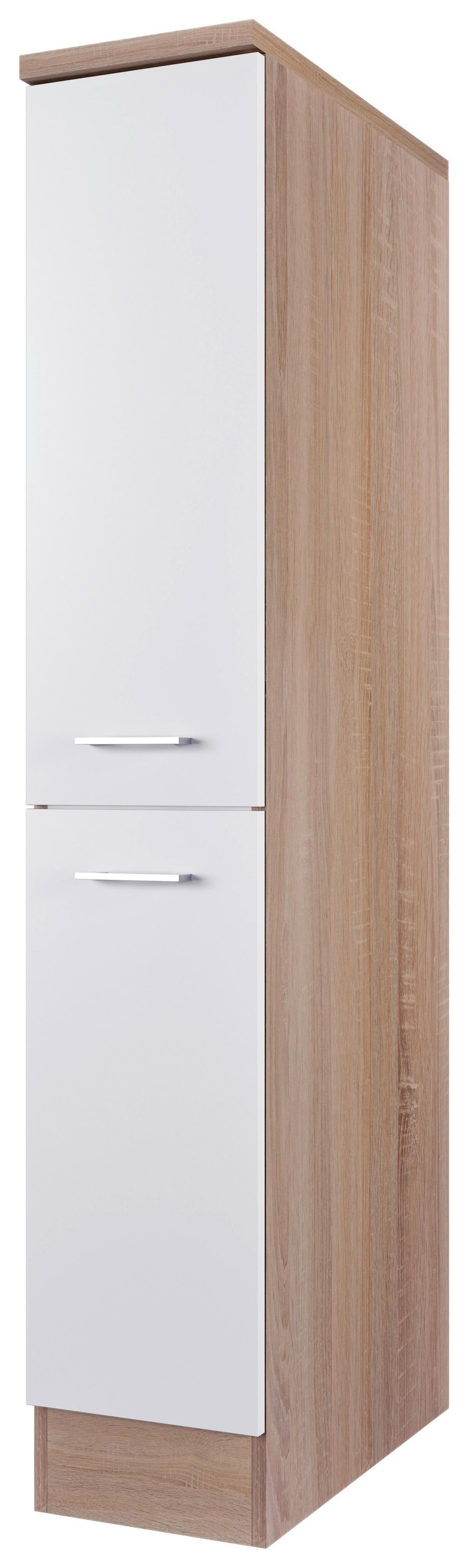 Apothekerschrank Samoa Weiß/Eichefarben - Alufarben/Weiß, KONVENTIONELL, Holzwerkstoff/Kunststoff (30/168,5/60cm) - FlexWell