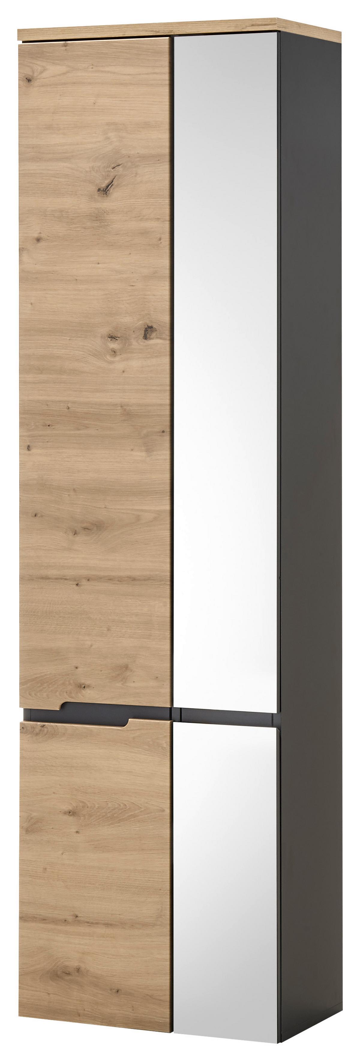 Hängeschrank Memphis Grau/Eiche Artisan - Eiche Artisan/Grau, MODERN, Glas/Holzwerkstoff (50/176/31cm) - Mömax