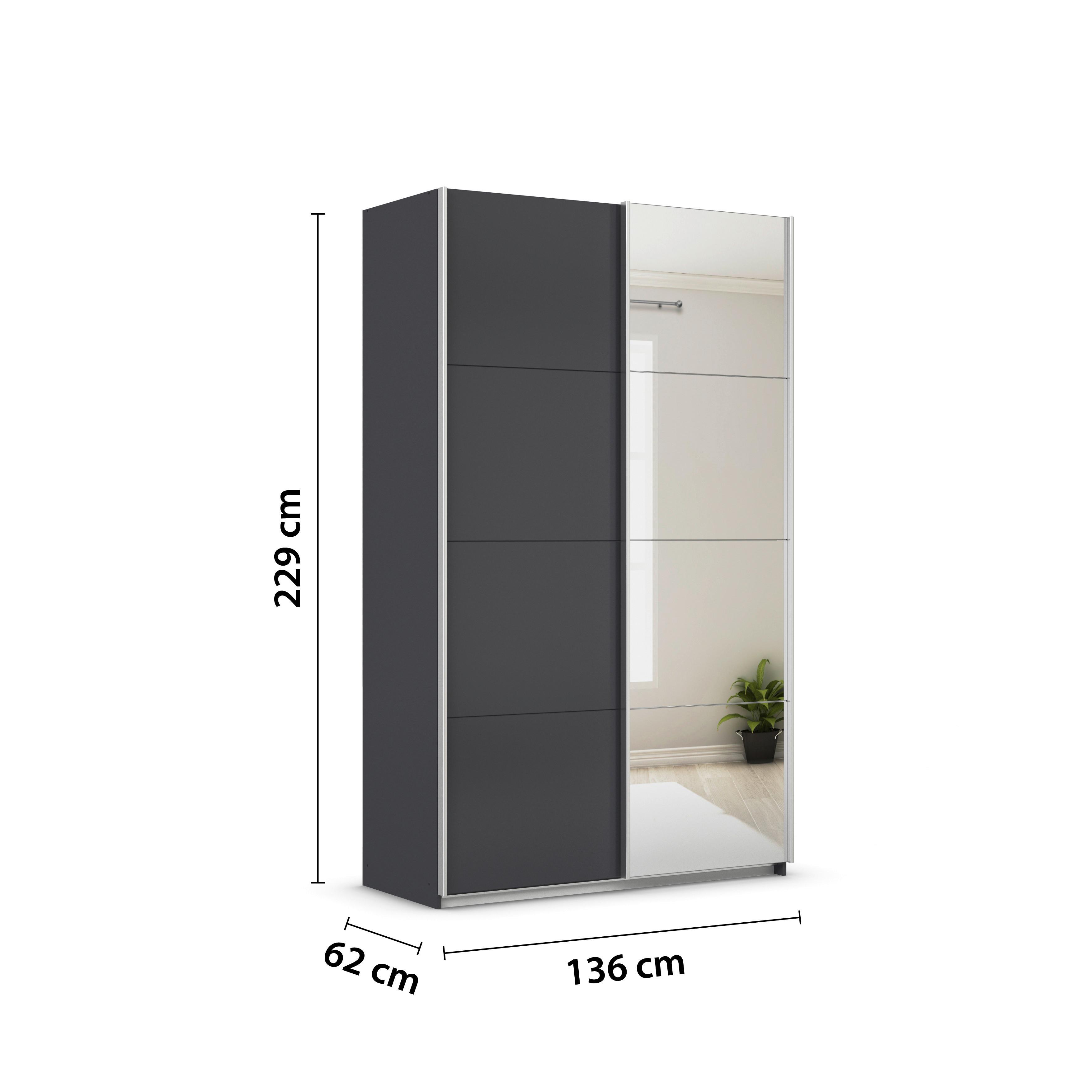 Ormar S Kliznim Vratima Feldkirch - srebrne boje/antracit, Moderno, drvni materijal/metal (136/229/62cm) - Modern Living