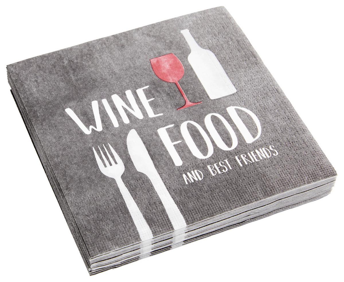 Serviette Kai in Schwarz - Weiss/Rot, Papier (33cm)