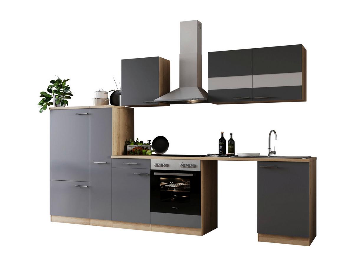 Kuhinjski Blok Z Aparati Merle, 310cm - barve nerjavečega jekla/siva, Basics, kovina/steklo (310cm) - Respekta