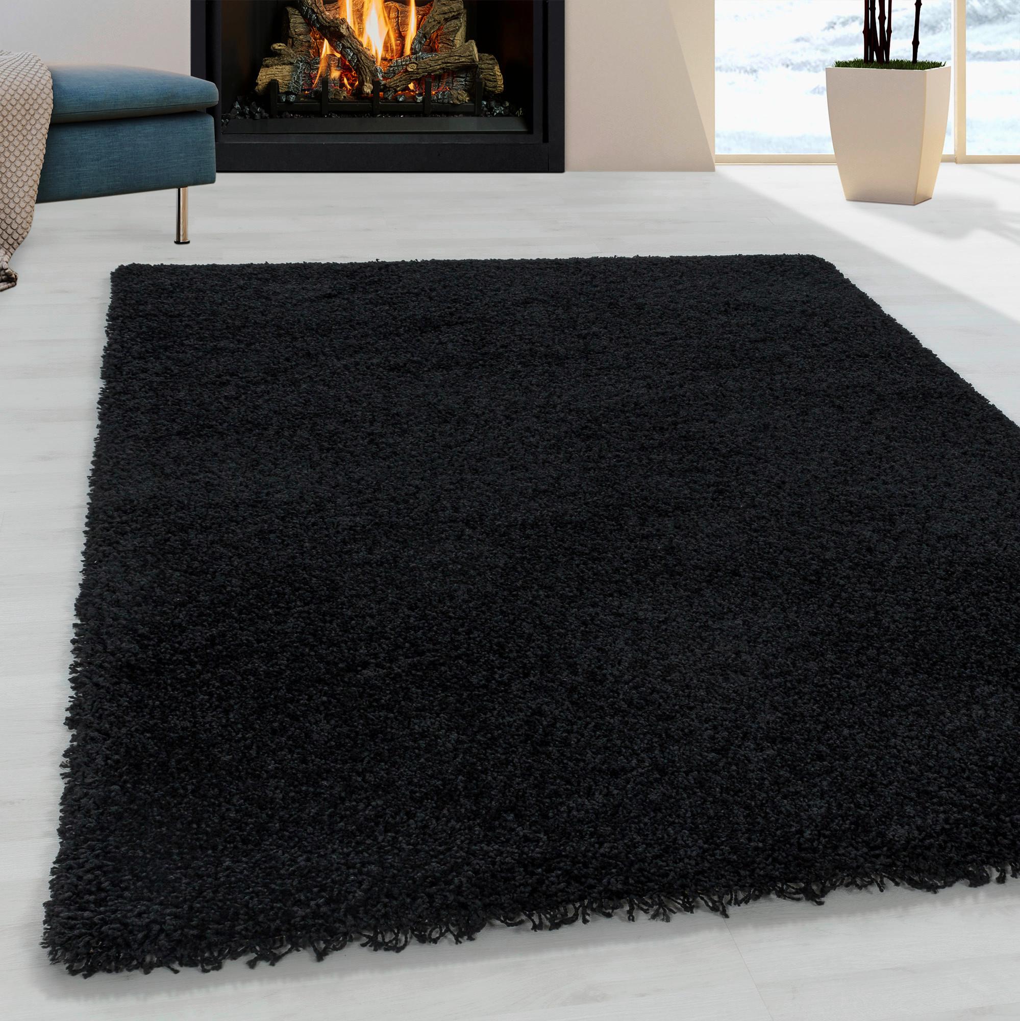 Hochflorteppich Sydney 3000 Schwarz ca. 80x150cm - Schwarz, Basics, Textil (80/150cm)