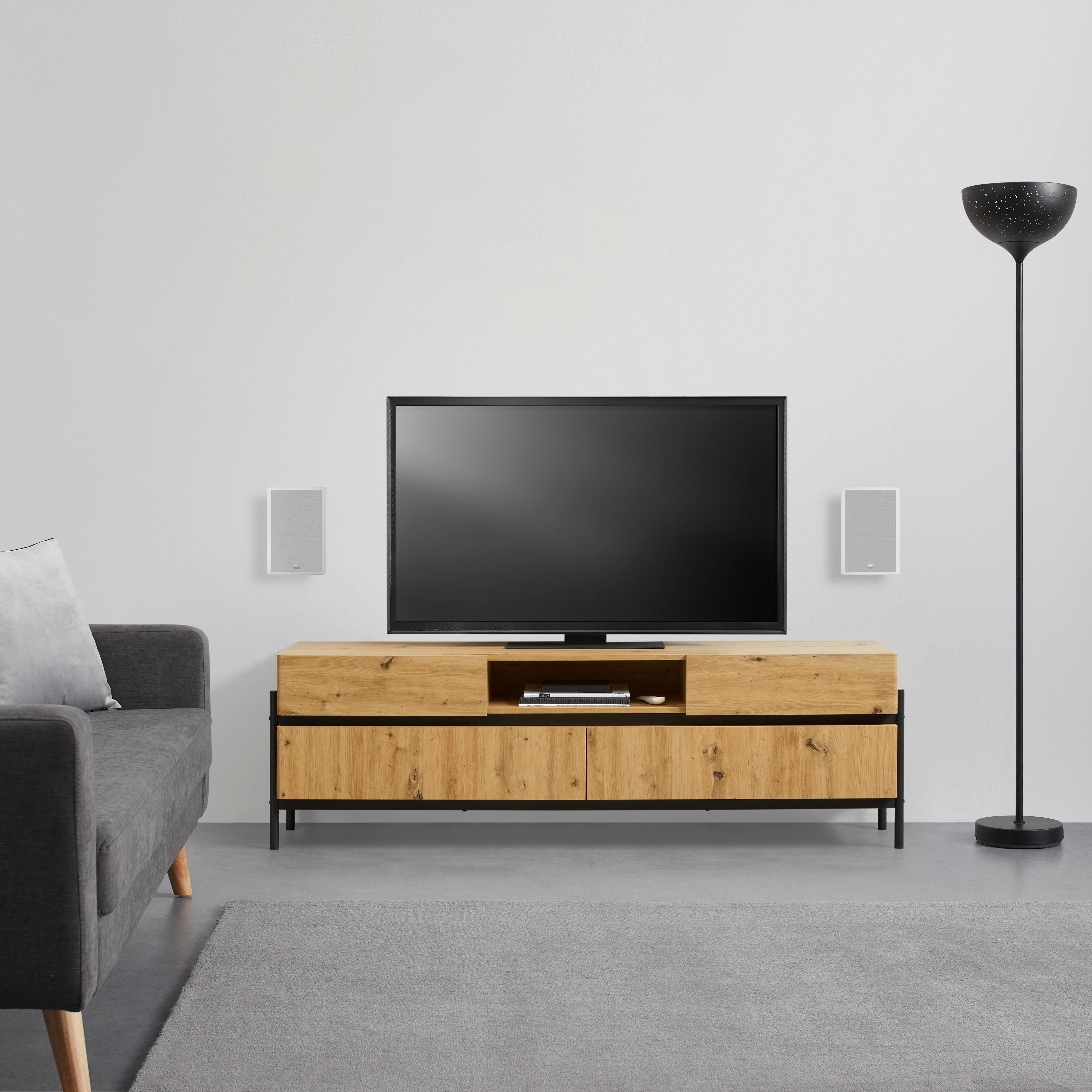 TV-ELEMENT "Jasmina", eichefarben/schwarz - Eichefarben/Schwarz, MODERN, Holz/Metall (175/41,5/54cm) - Bessagi Home