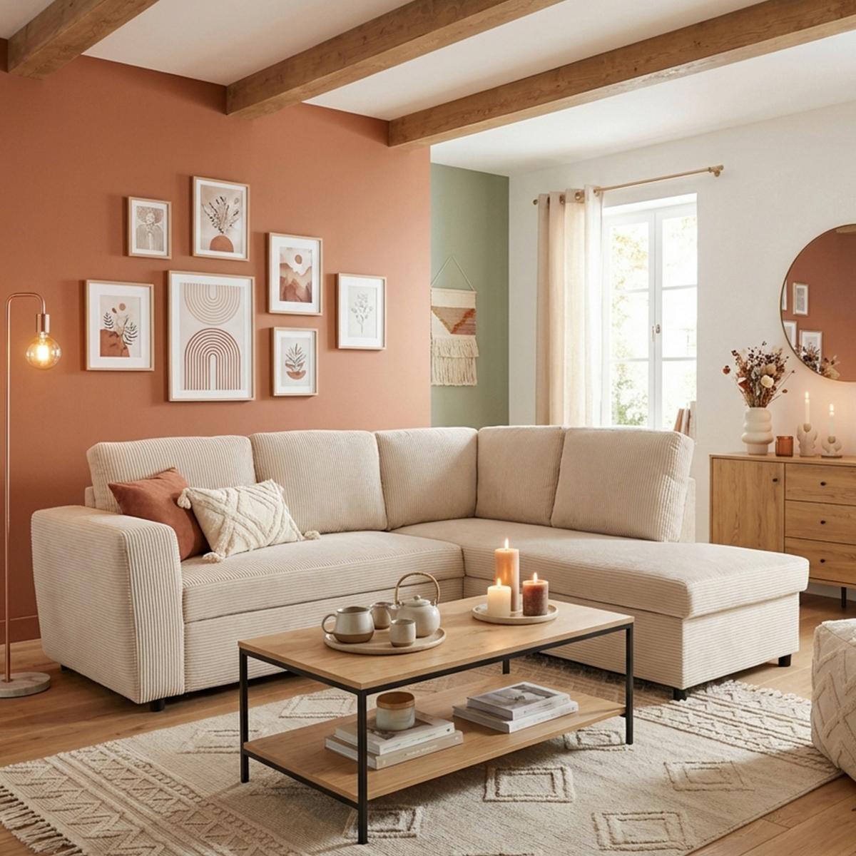 Coltar TOULOUSE - sidefiu, Trend, lemn/metal (224/206cm)