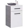 Unterschrank in Weiß/Anthrazit - Chromfarben/Mooreichefarben, MODERN, Glas/Holzwerkstoff (40/65/36,5cm) - premium living