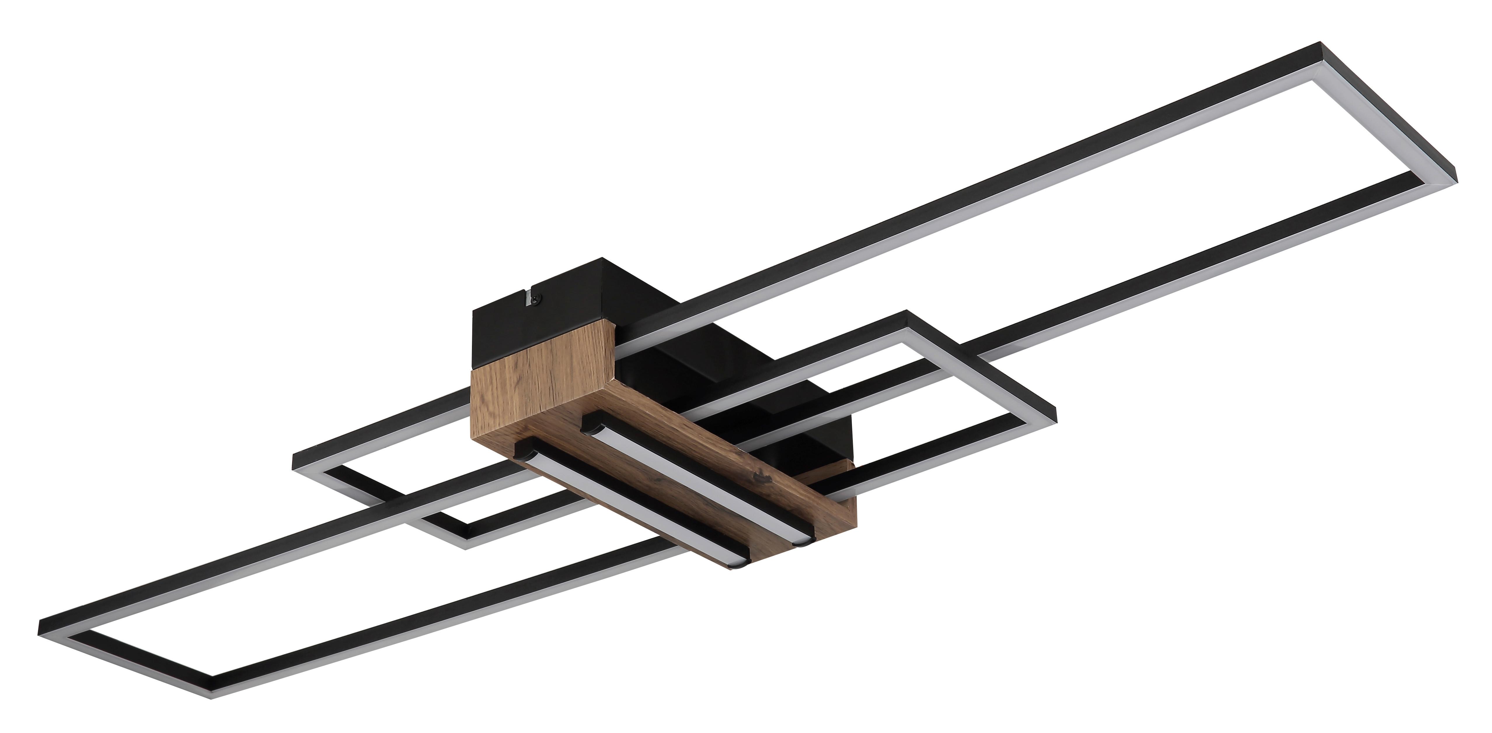LED-DECKENLEUCHTE 67208-40N DAKARI - Weiss/Dunkelbraun, Natur, Holzwerkstoff/Kunststoff (100/25/9,7cm) - Globo
