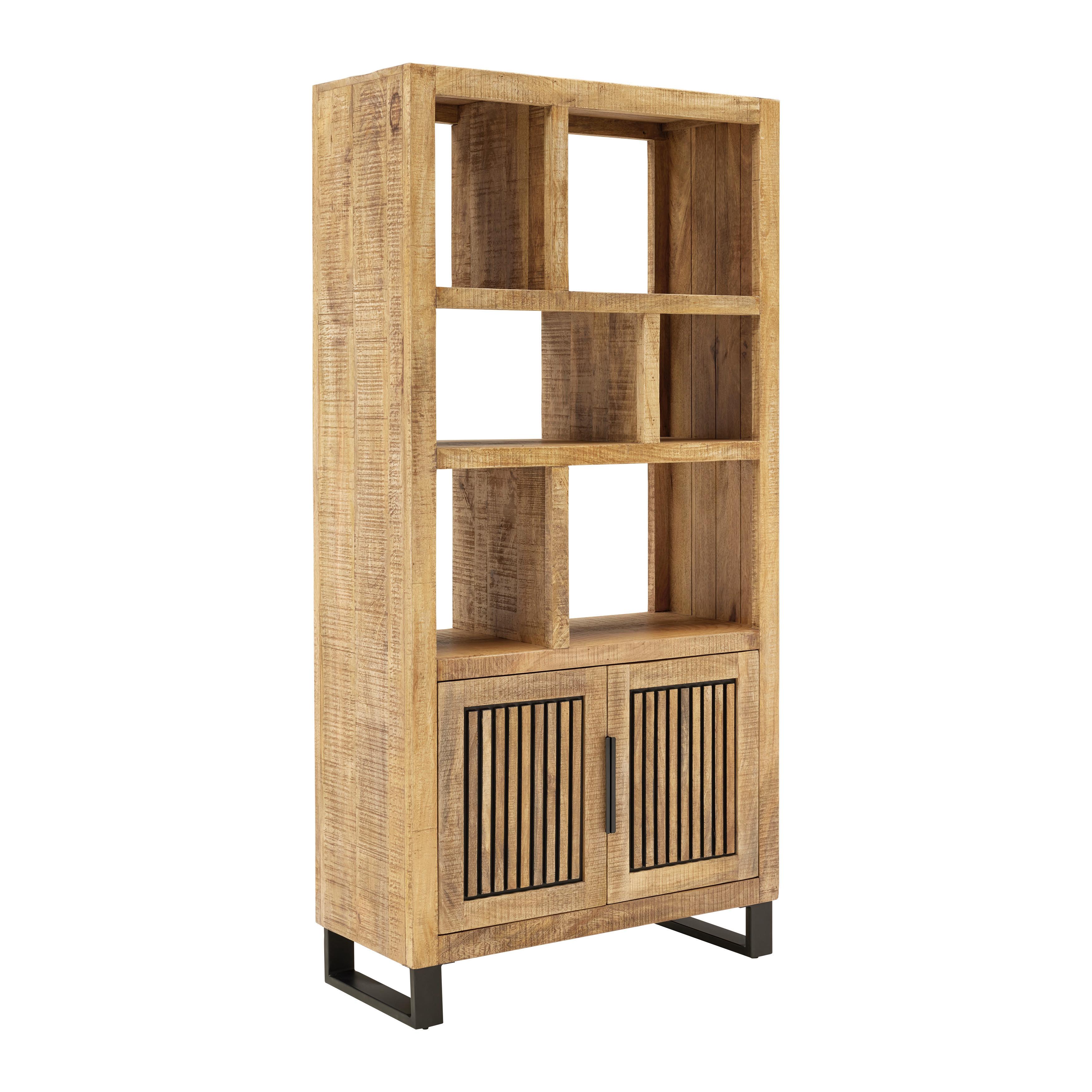 Regal Everest in Naturfarben/Schwarz - Schwarz/Naturfarben, Natur, Holz/Metall (88/180/40cm) - Zandiara