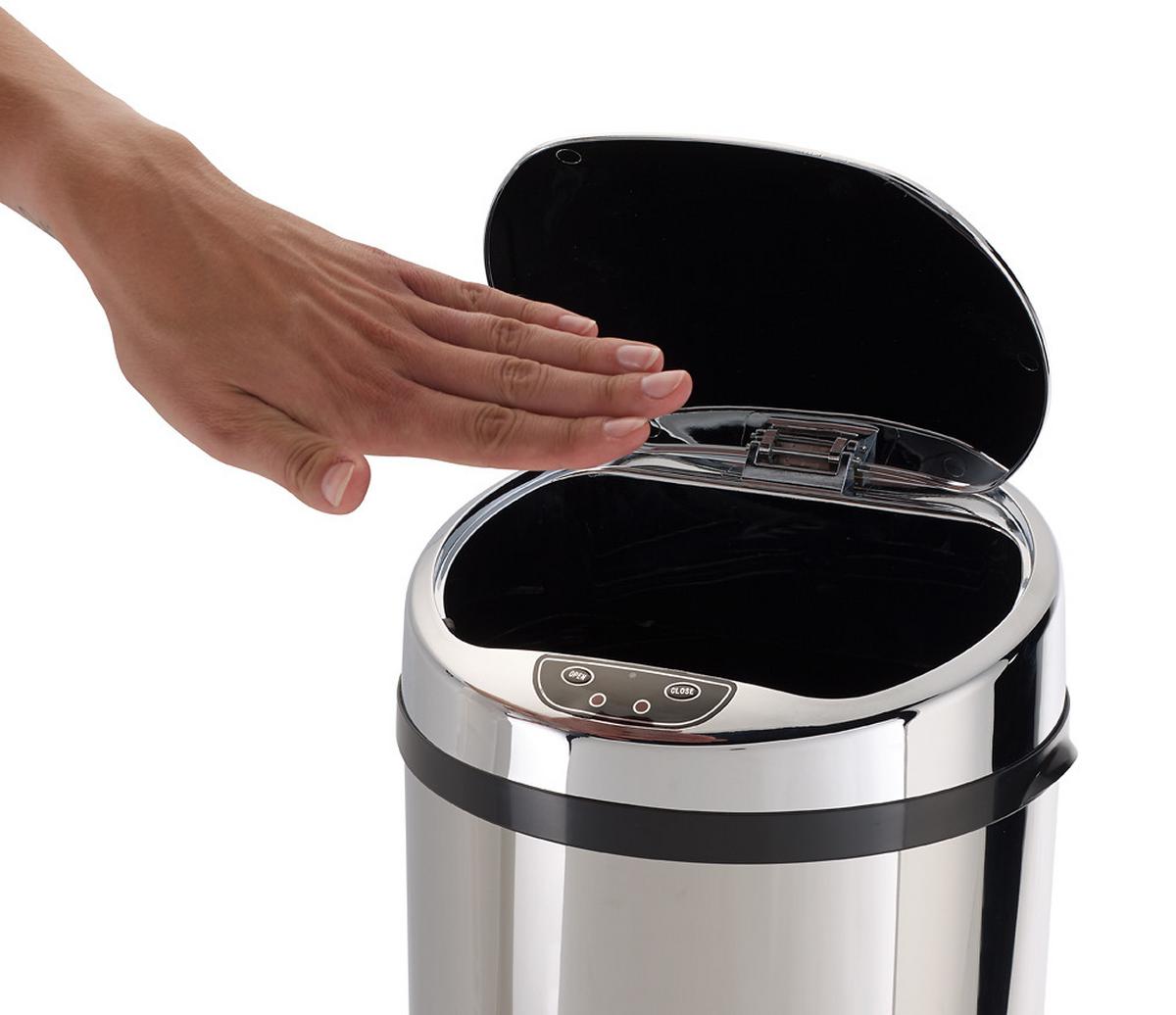 Coș gunoi Sensor cca. 42 l - argintiu/negru, Trend, plastic/metal (31/31/79,5cm) - Echtwerk