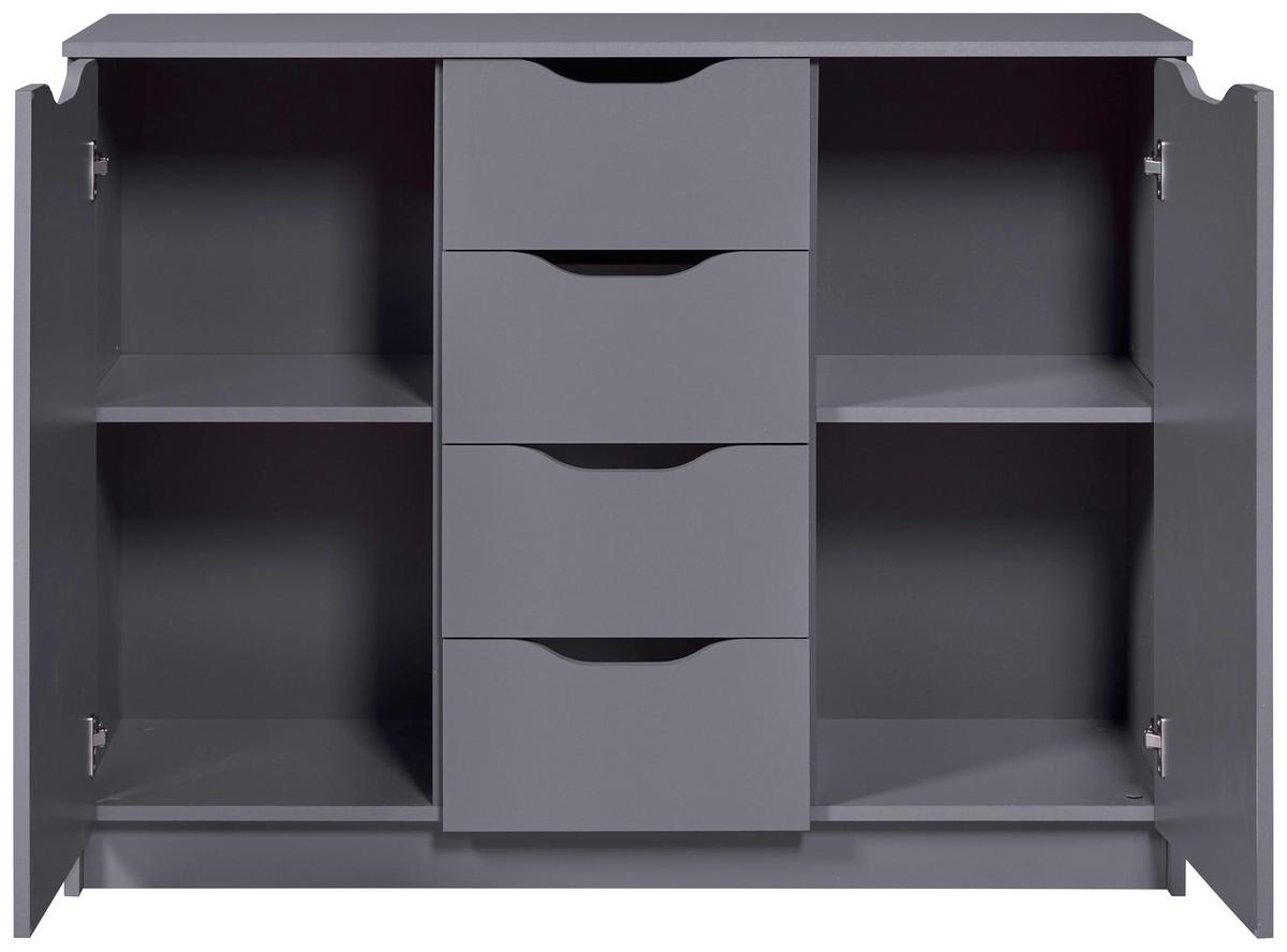 Kommode Silenzia Graphit - Graphitfarben, Design, Holzwerkstoff (112/91/40cm) - Livetastic