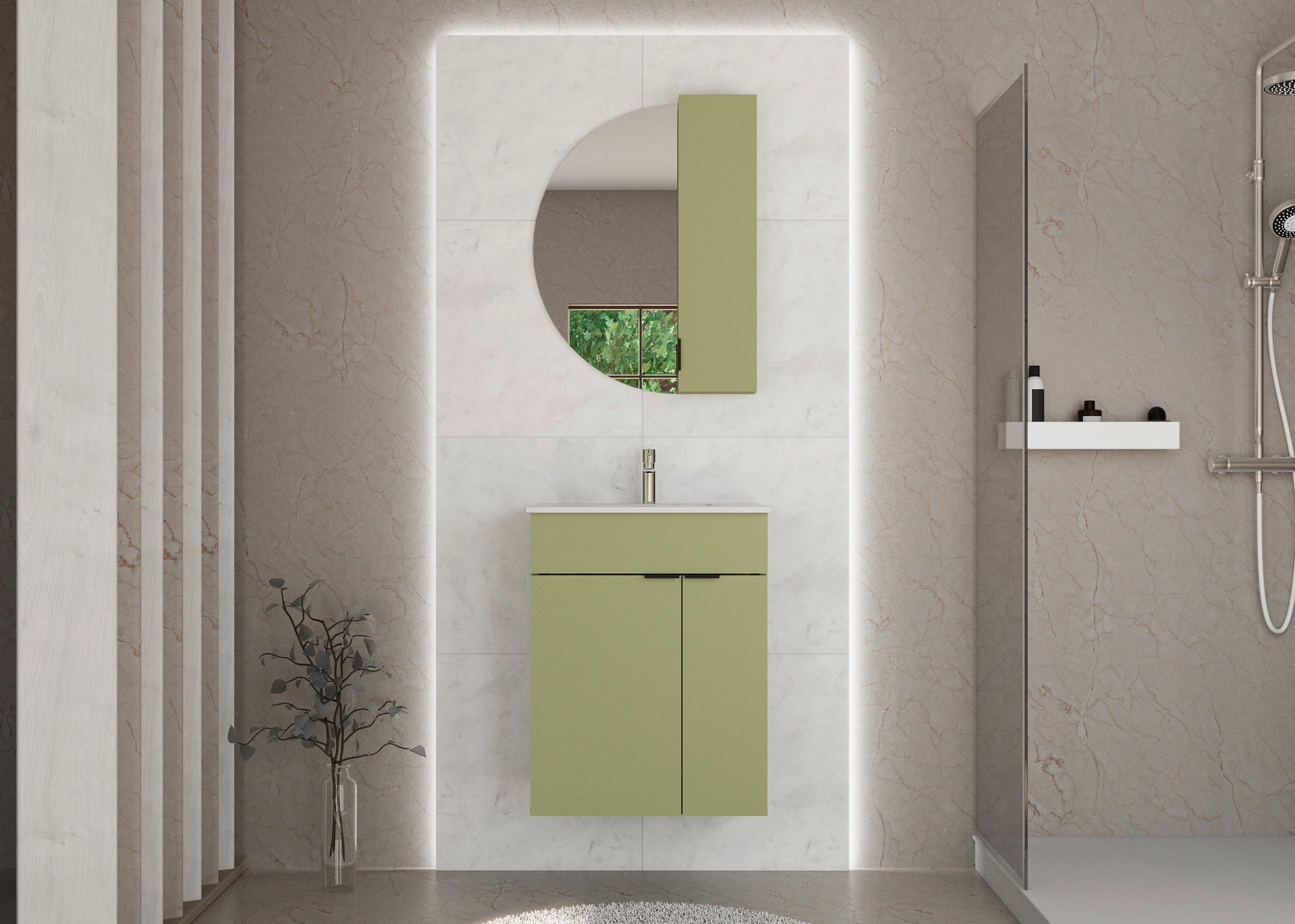 WASCHTISCHKOMBI NAPOLI -EXKLUSIV- - Salbeigrün/Schwarz, MODERN, Keramik/Holzwerkstoff (60/78/45cm) - Mömax