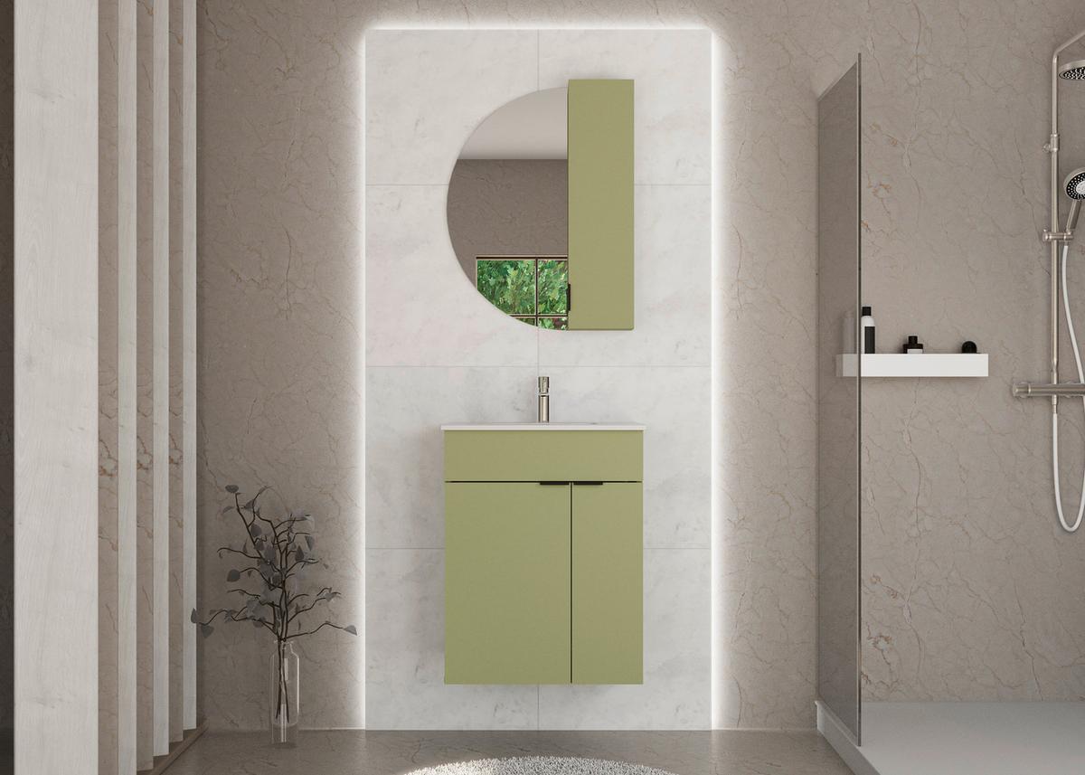 Waschtischkombi Napoli Grün - Schwarz/Weiß, MODERN, Keramik/Holzwerkstoff (60/78/45cm) - Mömax