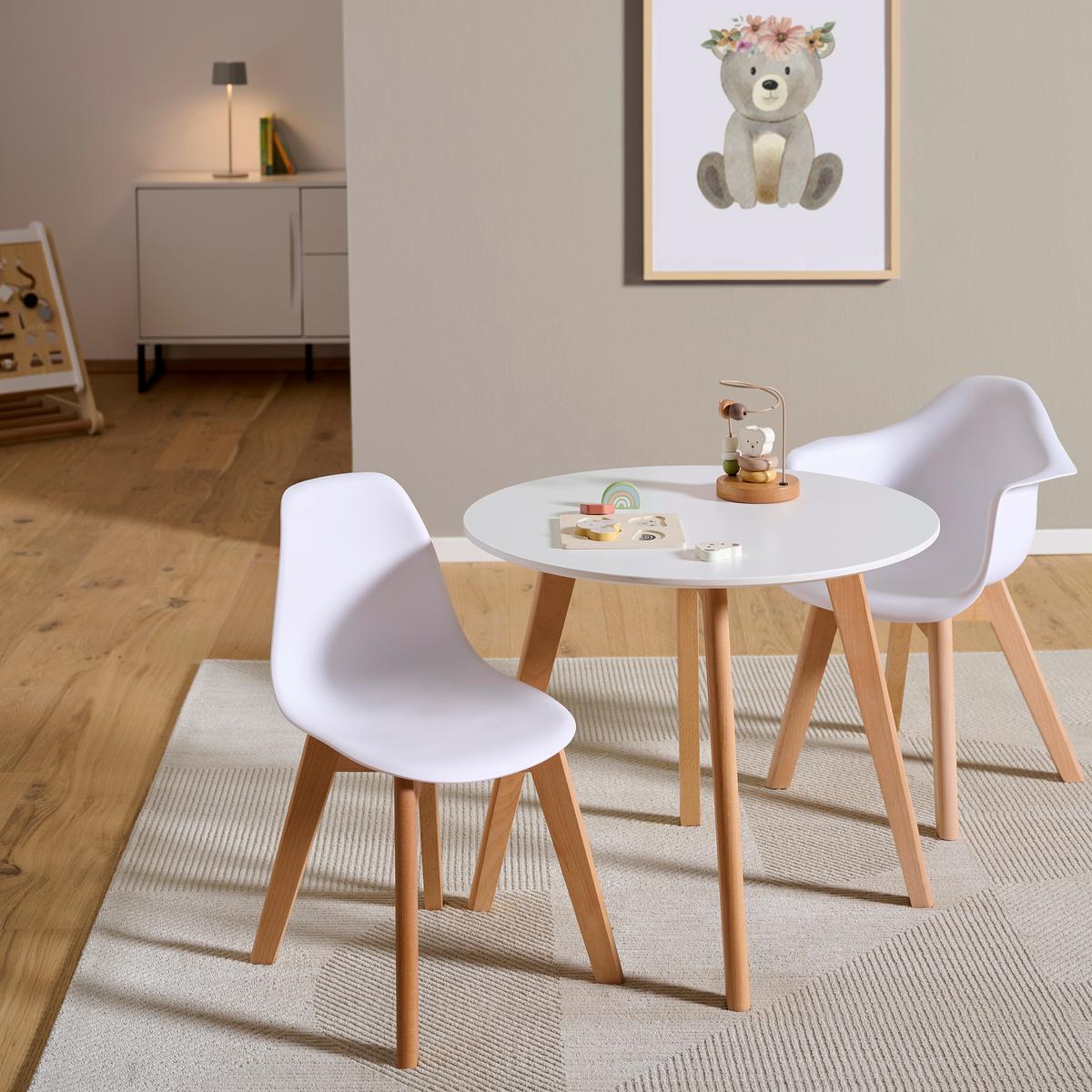 STOLIK DZIECIĘCY LINUS - kolor bukowy/biały, Trend, materiał drewnopochodny/drewno (60/50,5cm) - My Baby Lou