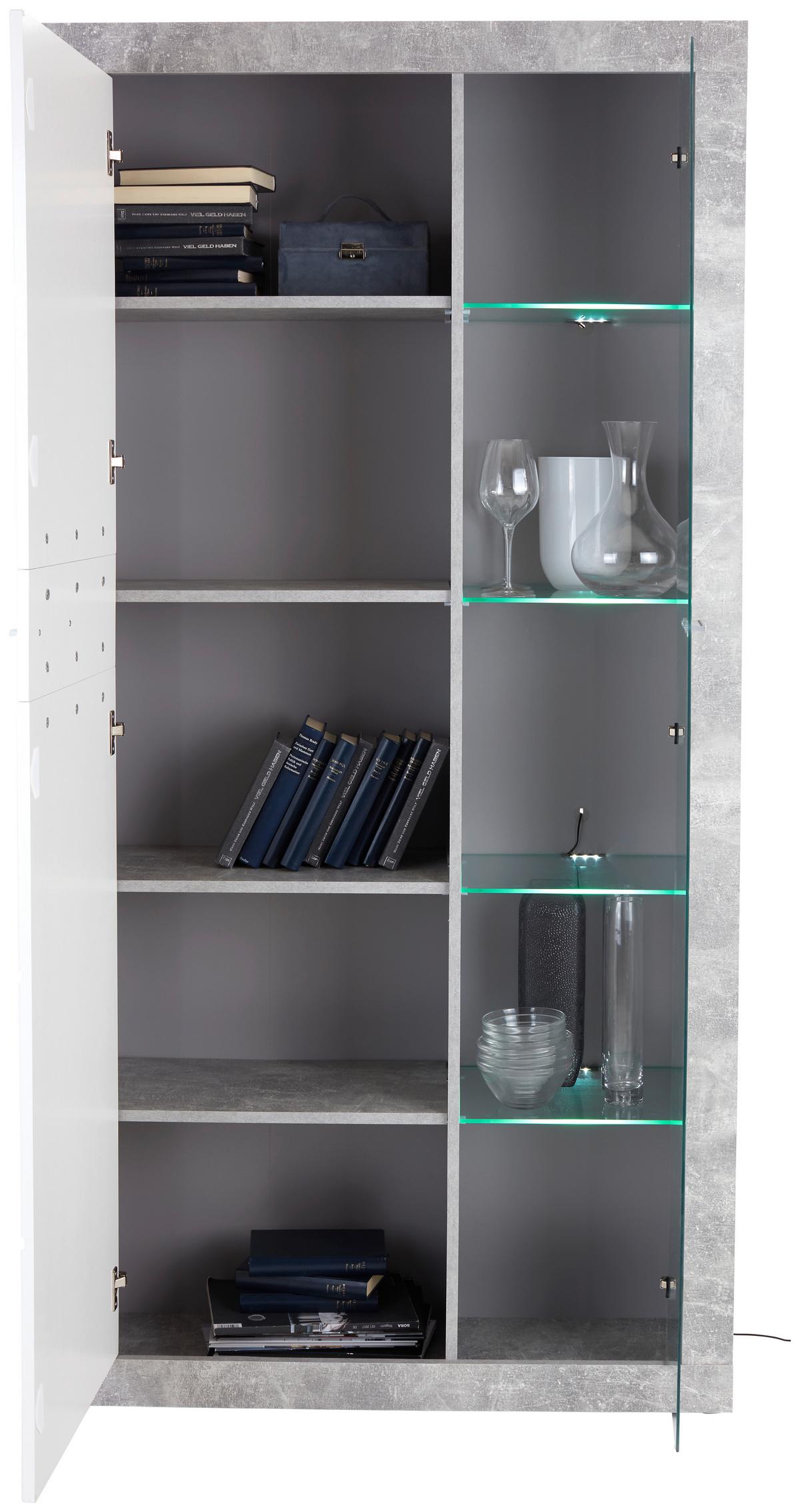 Vitrină Malta - alb/gri, Modern, material pe bază de lemn (96/197/35cm) - Modern Living
