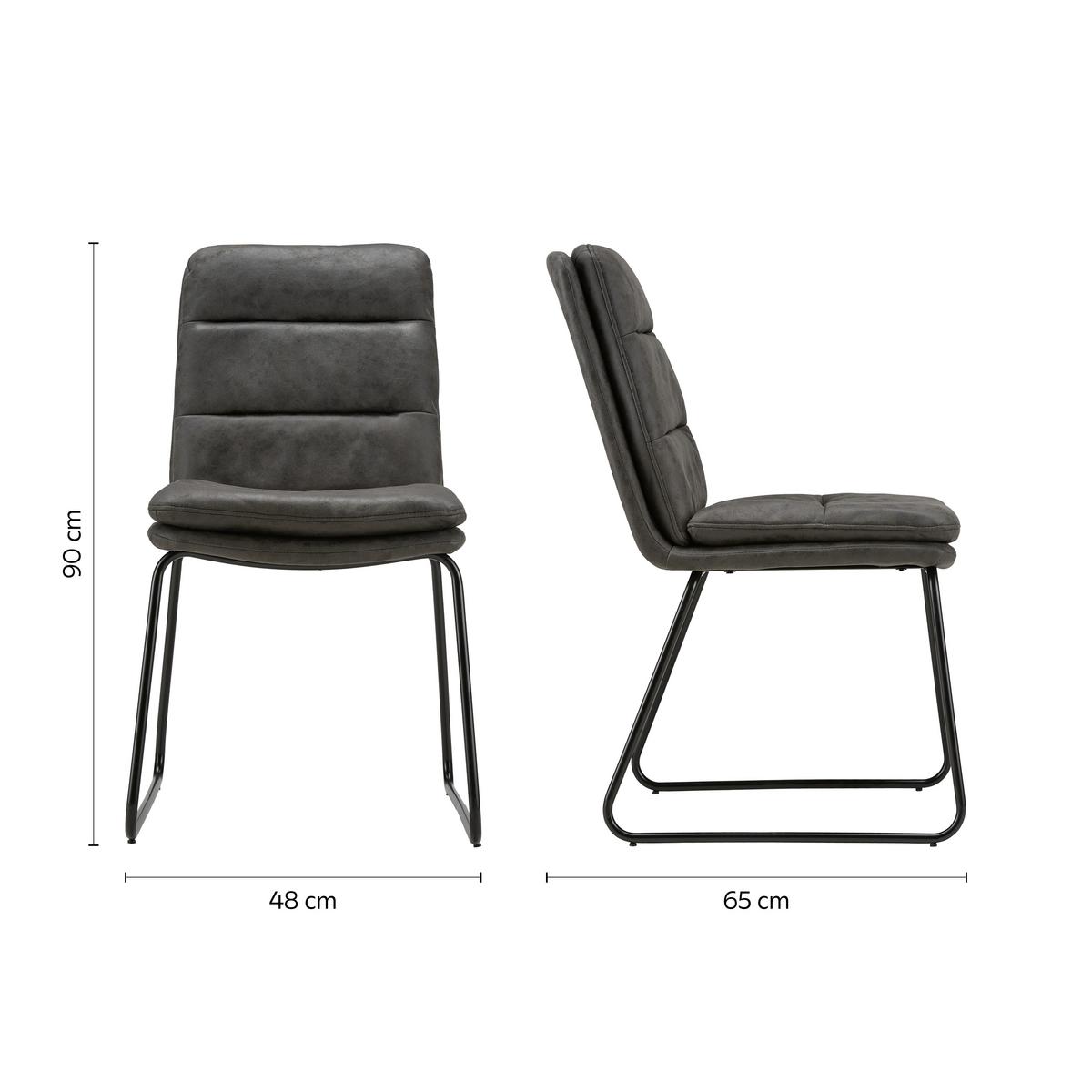 Stuhl Kona Dunkelgrau Mikrofaser Gepolstert - Dunkelgrau/Schwarz, MODERN, Textil/Metall (48/90/65cm) - Bessagi Home