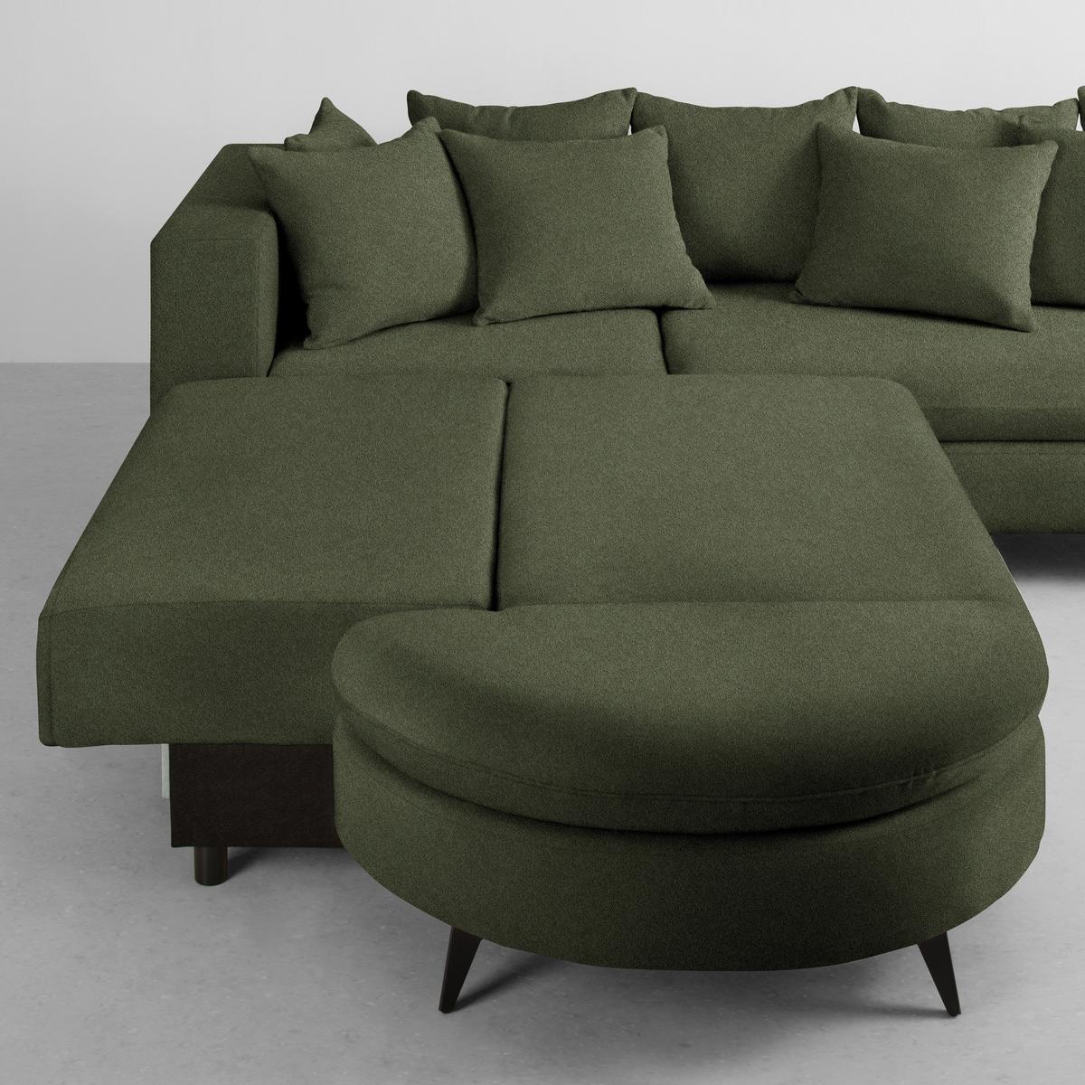 Ecksofa Axel Olivgrün - Schwarz/Olivgrün, MODERN, Textil/Metall (250/87/291cm) - Mömax
