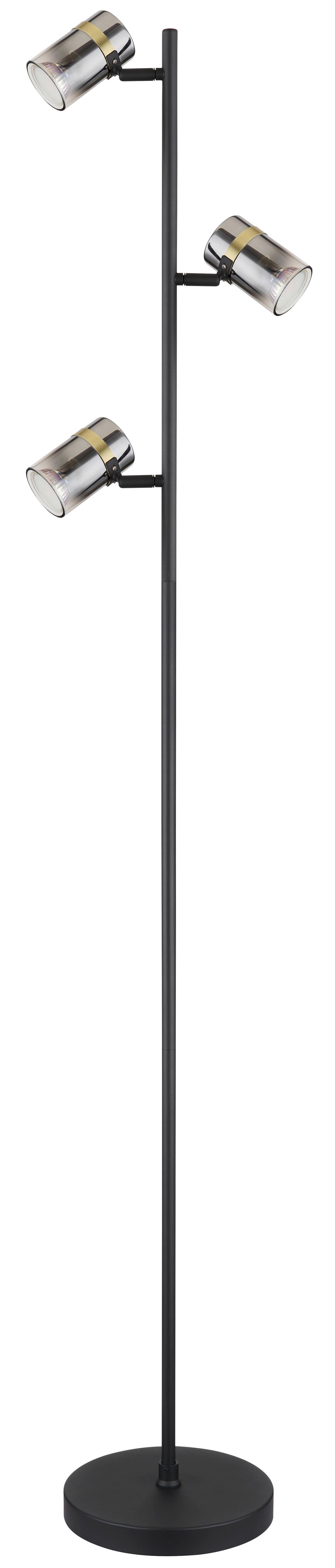 STEHLEUCHTE 57916S - Messingfarben/Schwarz, Design, Glas/Kunststoff (23/154cm) - Globo