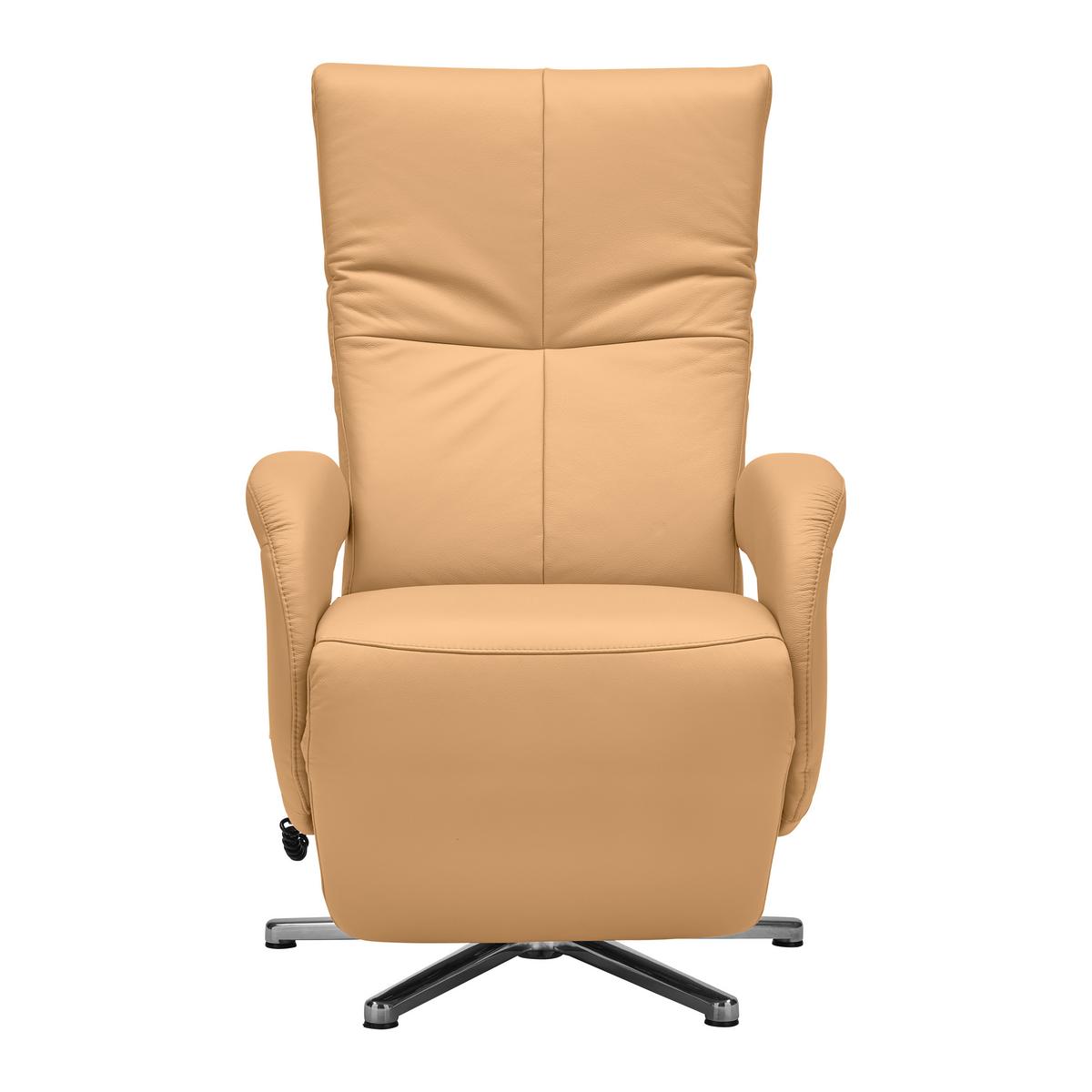 Relaxsessel Sitting 2 Cappuccino - Chromfarben/Cappuccino, MODERN, Leder (70/111/80cm) - Premium Living