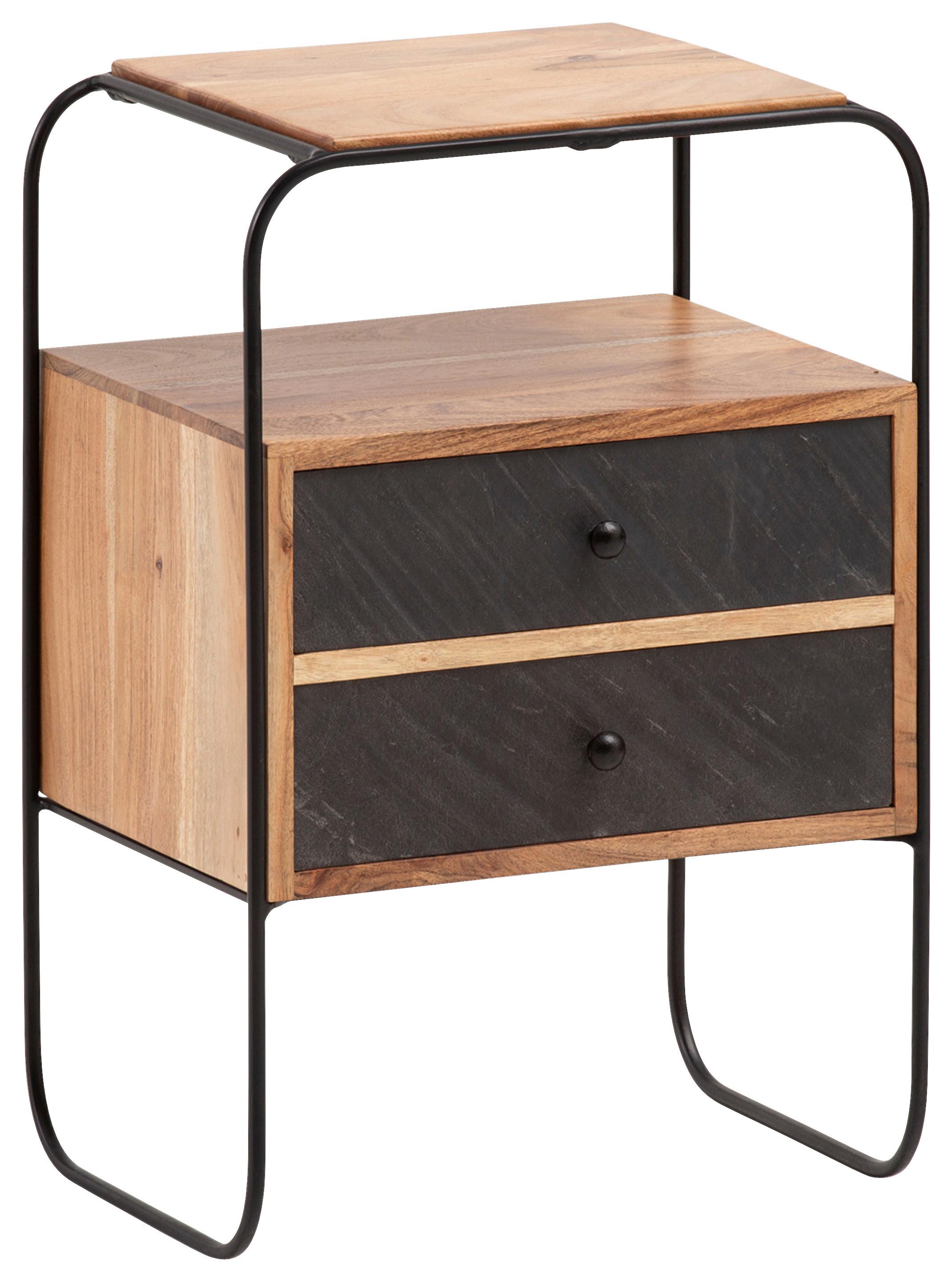 Nočna Omarica Wl6.779 - črna/rjava, Trendi, kovina/umetna masa (40/60/30cm) - MID.YOU