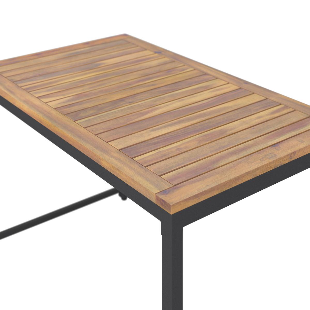 STÓŁ TARASOWY ARGOS - kolor naturalny/czarny, Modern, metal/drewno (100/42/60cm) - Ambia Garden