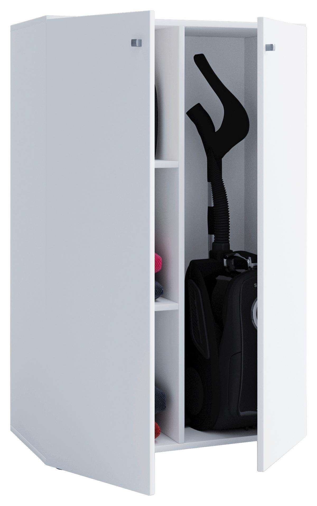 Komoda Lona Mini, Bela - srebrne barve/bela, Basics, umetna masa/leseni material (70/105/39cm) - MID.YOU