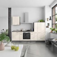 Küchenblock Riva Low m. Geräten Weiß - Schieferfarben/Edelstahlfarben, MODERN, Holzwerkstoff/Metall (270cm) - Nobilia