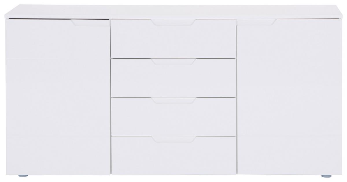Comodă HILTON - alb/alb lucios intens, Modern, material pe bază de lemn (160/81,4/40cm) - Modern Living