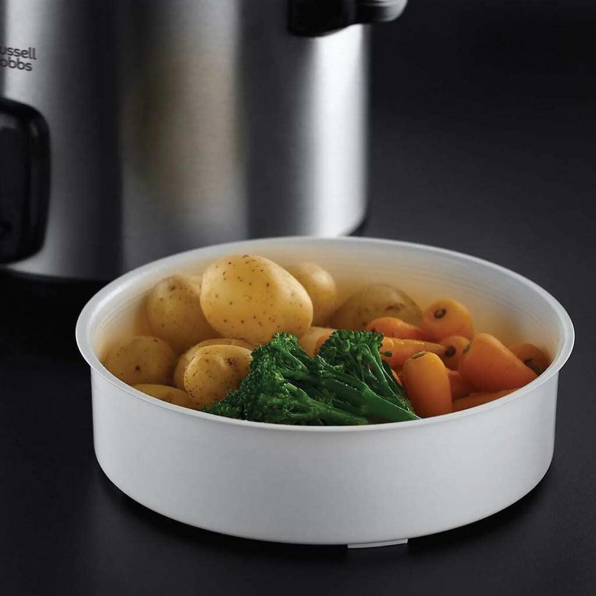 URZĄDZENIE DO GOTOWANIA RYŻU COOK HOME - kolor stalowy/czarny, Basics, tworzywo sztuczne/metal (27,0/25,3/31,0cm) - Russell Hobbs