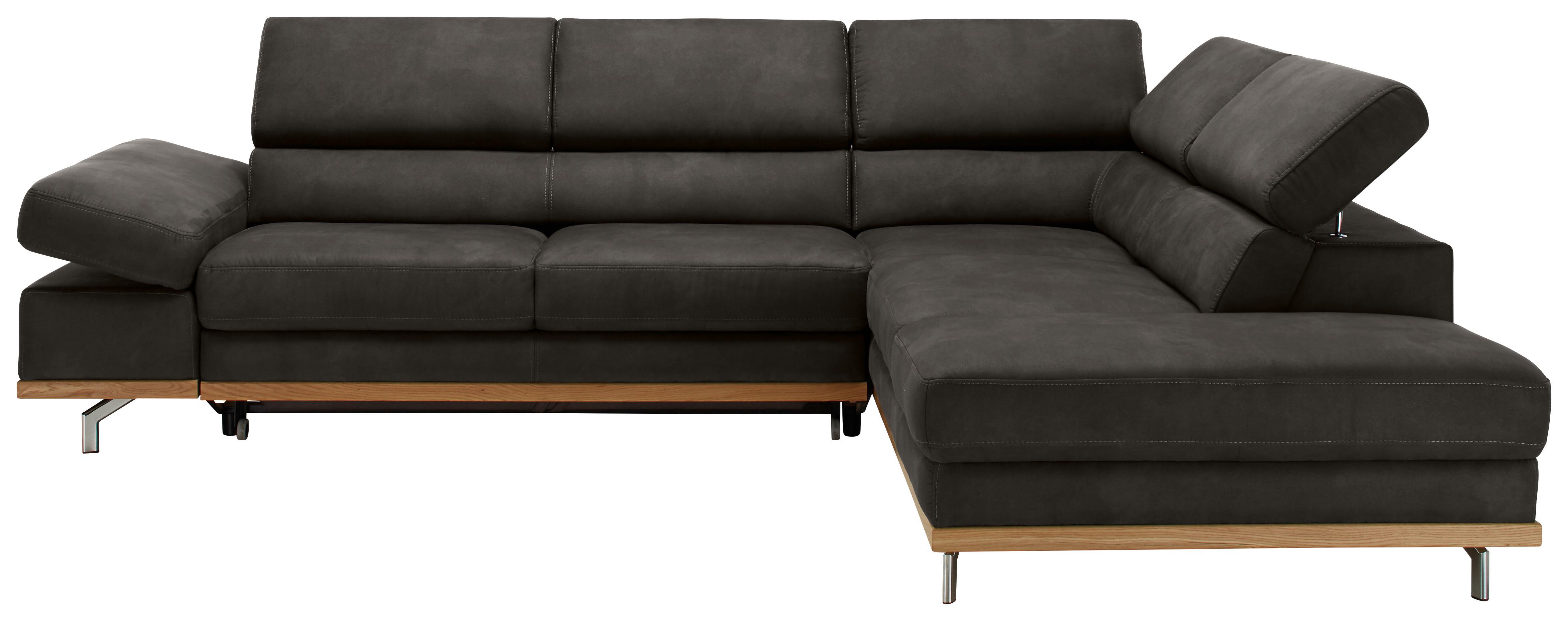 Wohnlandschaft Carmen Dunkelgrau - Chromfarben/Dunkelgrau, KONVENTIONELL, Holz/Textil (292/72/226cm) - Premium Living
