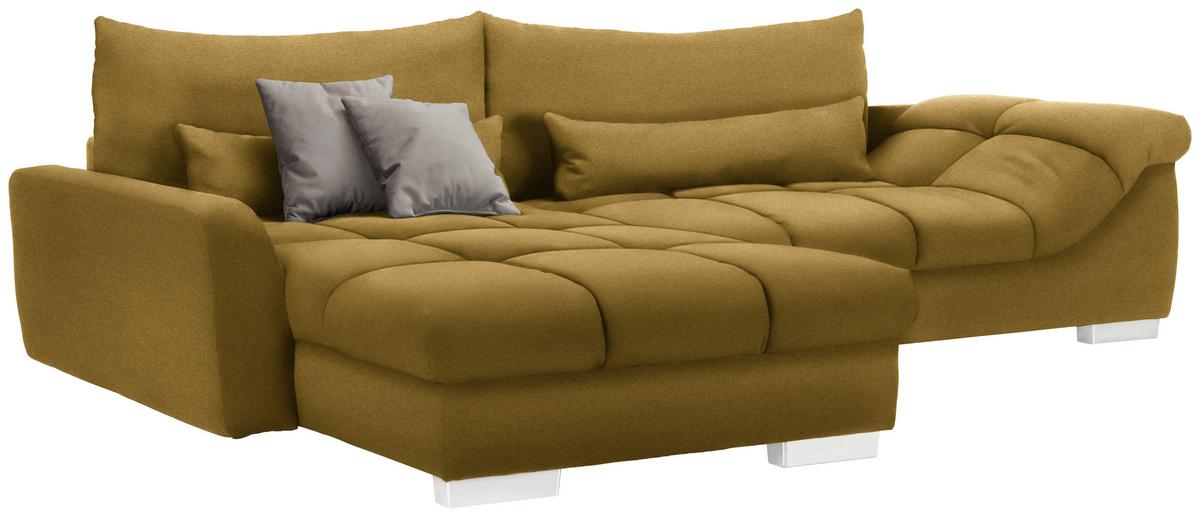 Wohnlandschaft Waikiki Currygelb - Currygelb/Chromfarben, KONVENTIONELL, Kunststoff/Textil (337/69/228cm) - Mömax