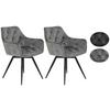 Armlehnstuhl Florentina Grau Samt gepolstert 2er-Set - Schwarz/Grau, MODERN, Textil/Metall (56/82/63cm) - MID.YOU