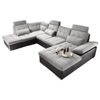 Wohnlandschaft Jakarta U inkl. Kissen Schwarz/Silber - Silberfarben/Schwarz, MODERN, Holzwerkstoff/Textil (218/324/170cm) - MID.YOU