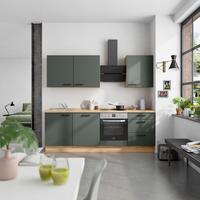 Küchenblock Easytouch High m. Geräten Dunkelgrün - Dunkelgrün/Eichefarben, MODERN, Holzwerkstoff/Metall (240cm) - Nobilia